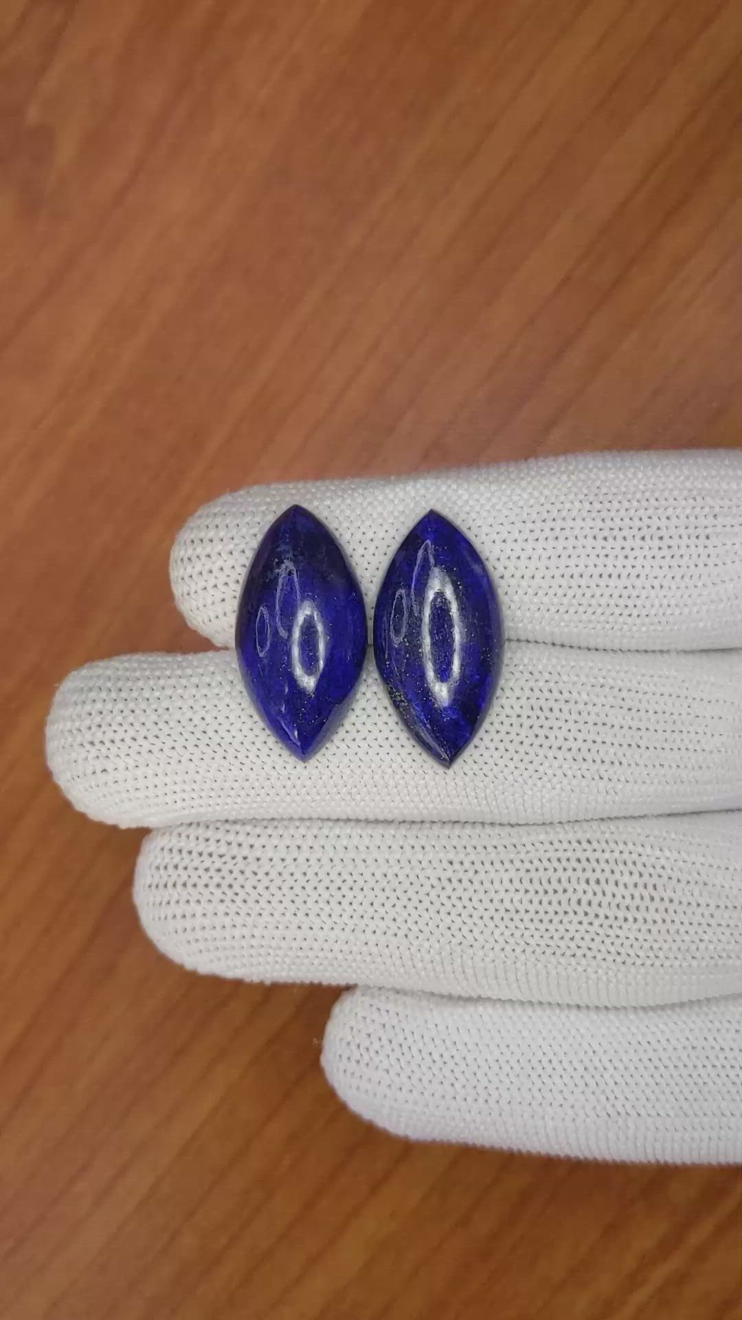 25.59&nbsp;Ct.Tw.Total Carat Weight Cabochon Lapis Pair from Afghanistan Size Video