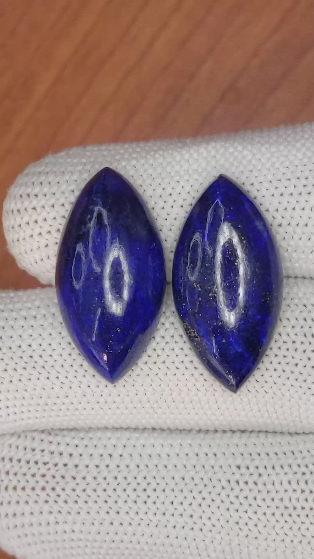 25.59&nbsp;Ct.Tw.Total Carat Weight Cabochon Lapis Pair from Afghanistan Size Video