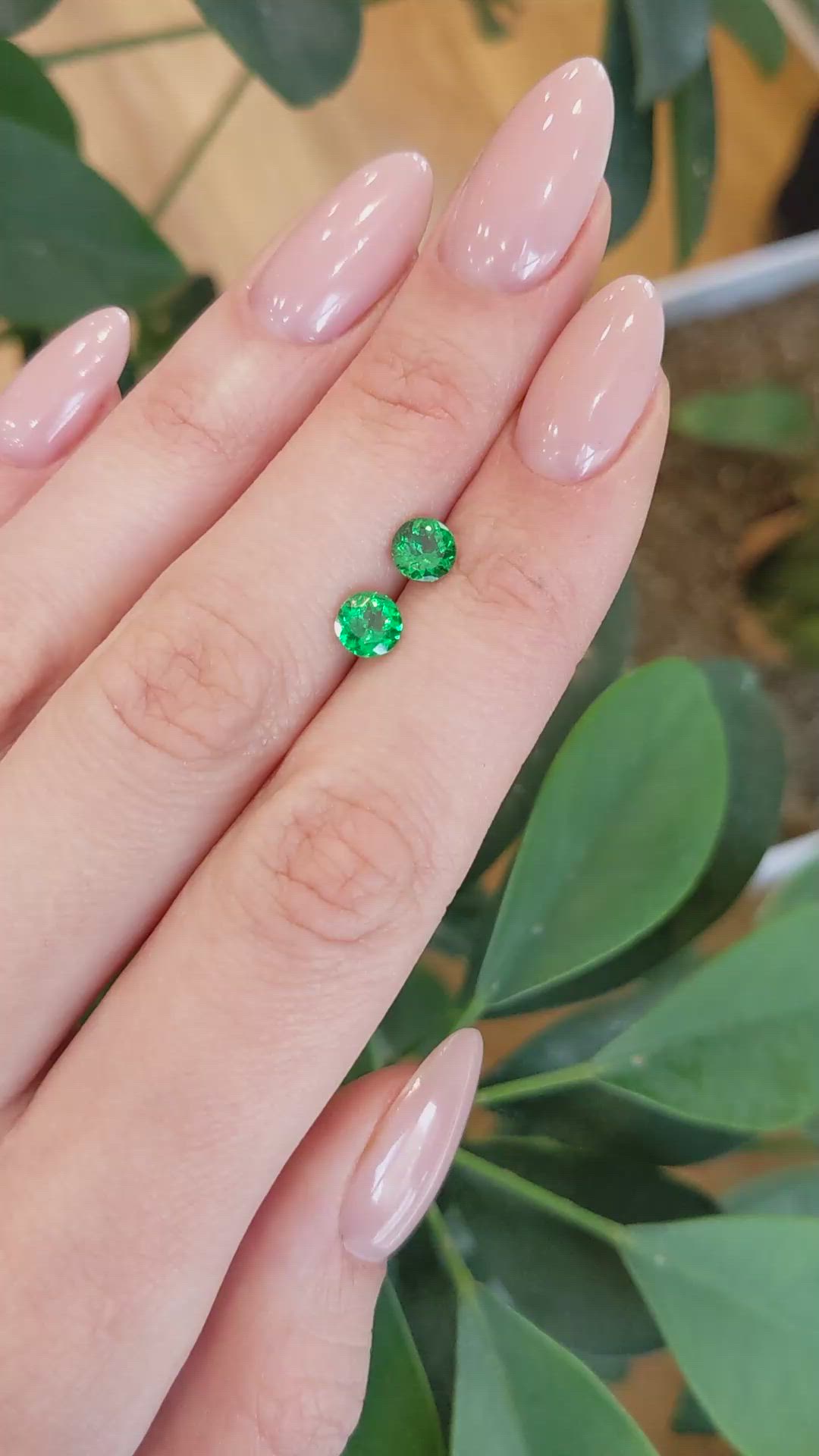 1.35&nbsp;Ct.Tw.Total Carat Weight Tsavorite Garnet Pair from Madagascar Size Video