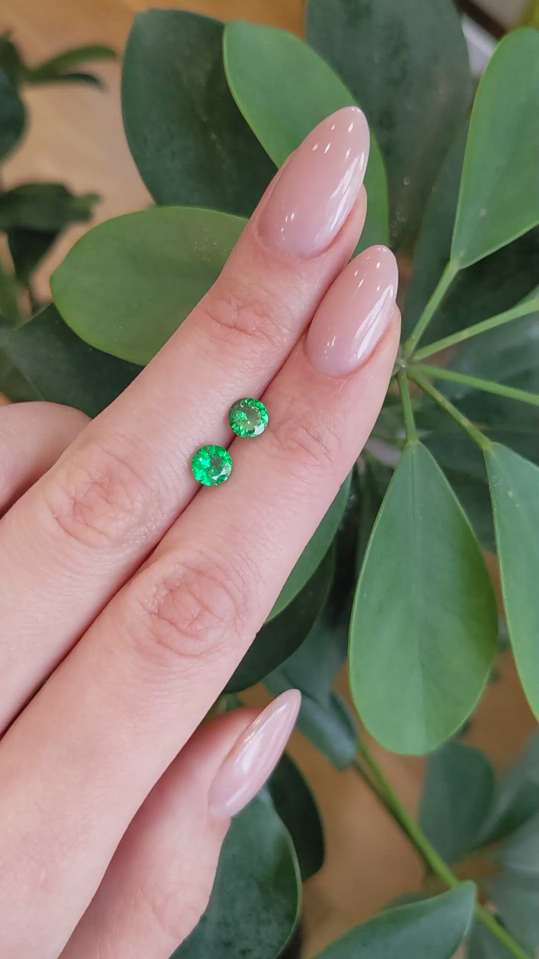 1.35&nbsp;Ct.Tw.Total Carat Weight Tsavorite Garnet Pair from Madagascar Size Video