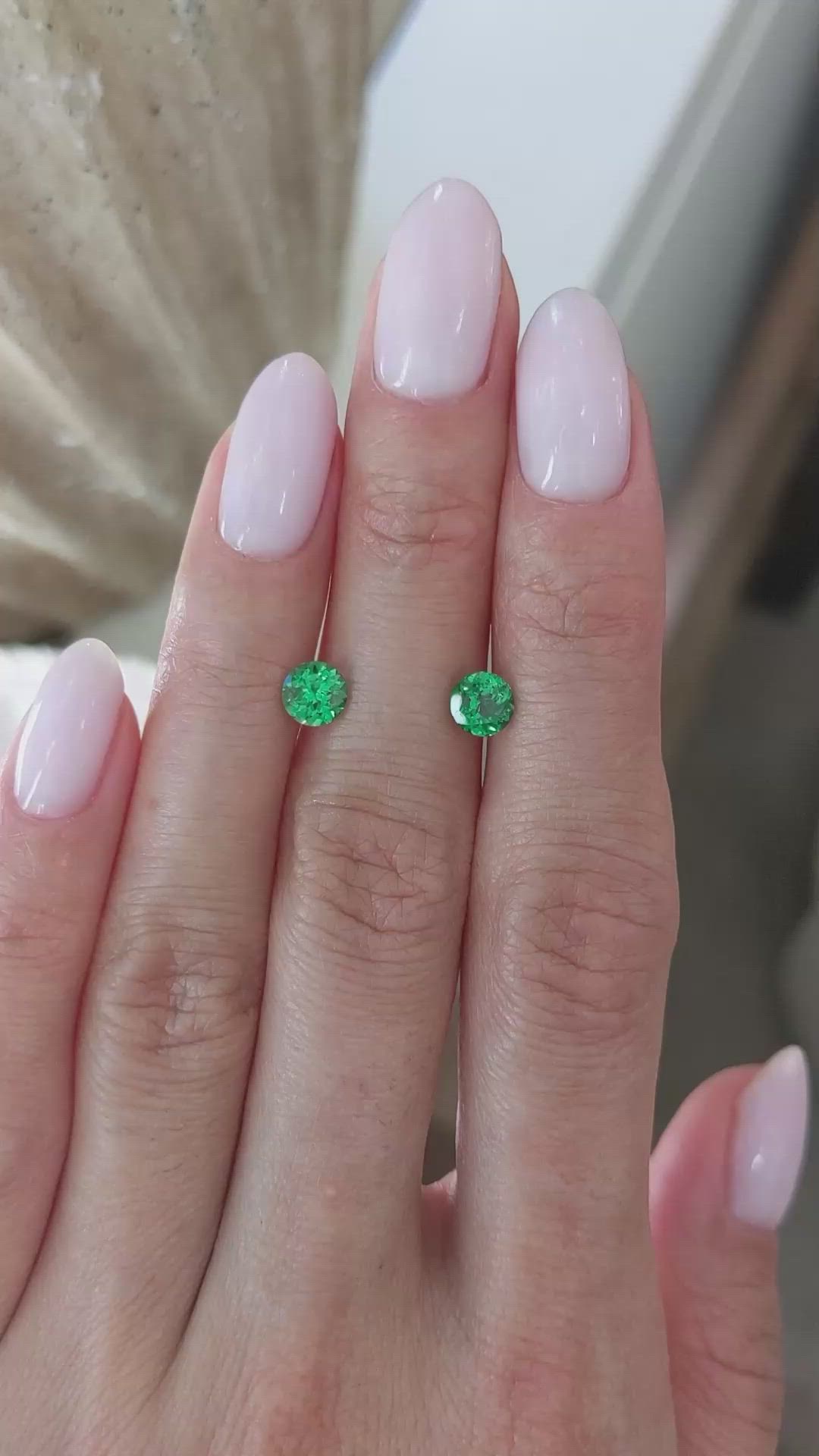 1.28&nbsp;Ct.Tw.Total Carat Weight Tsavorite Garnet Pair from Madagascar Size Video