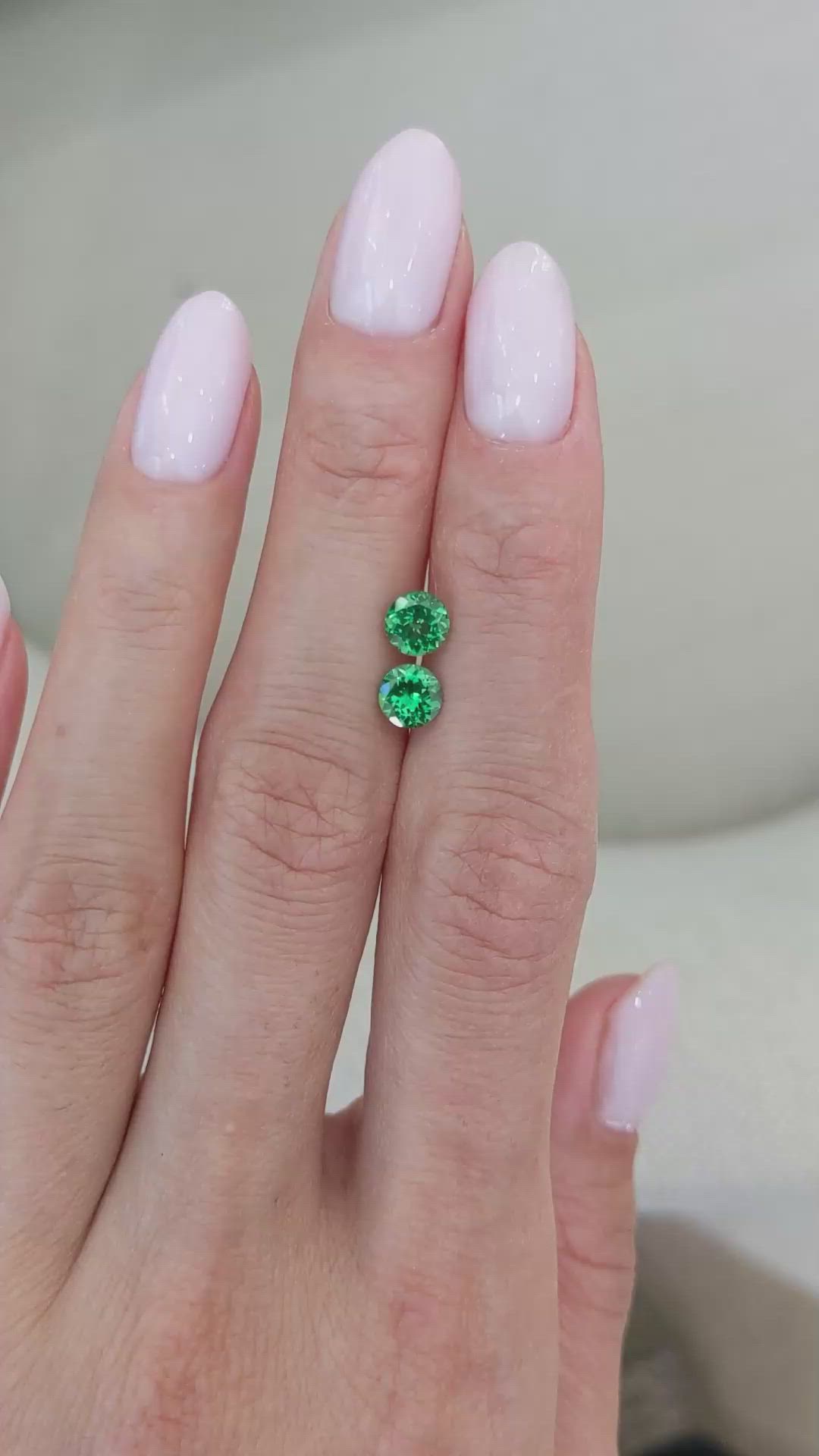 1.28&nbsp;Ct.Tw.Total Carat Weight Tsavorite Garnet Pair from Madagascar Size Video