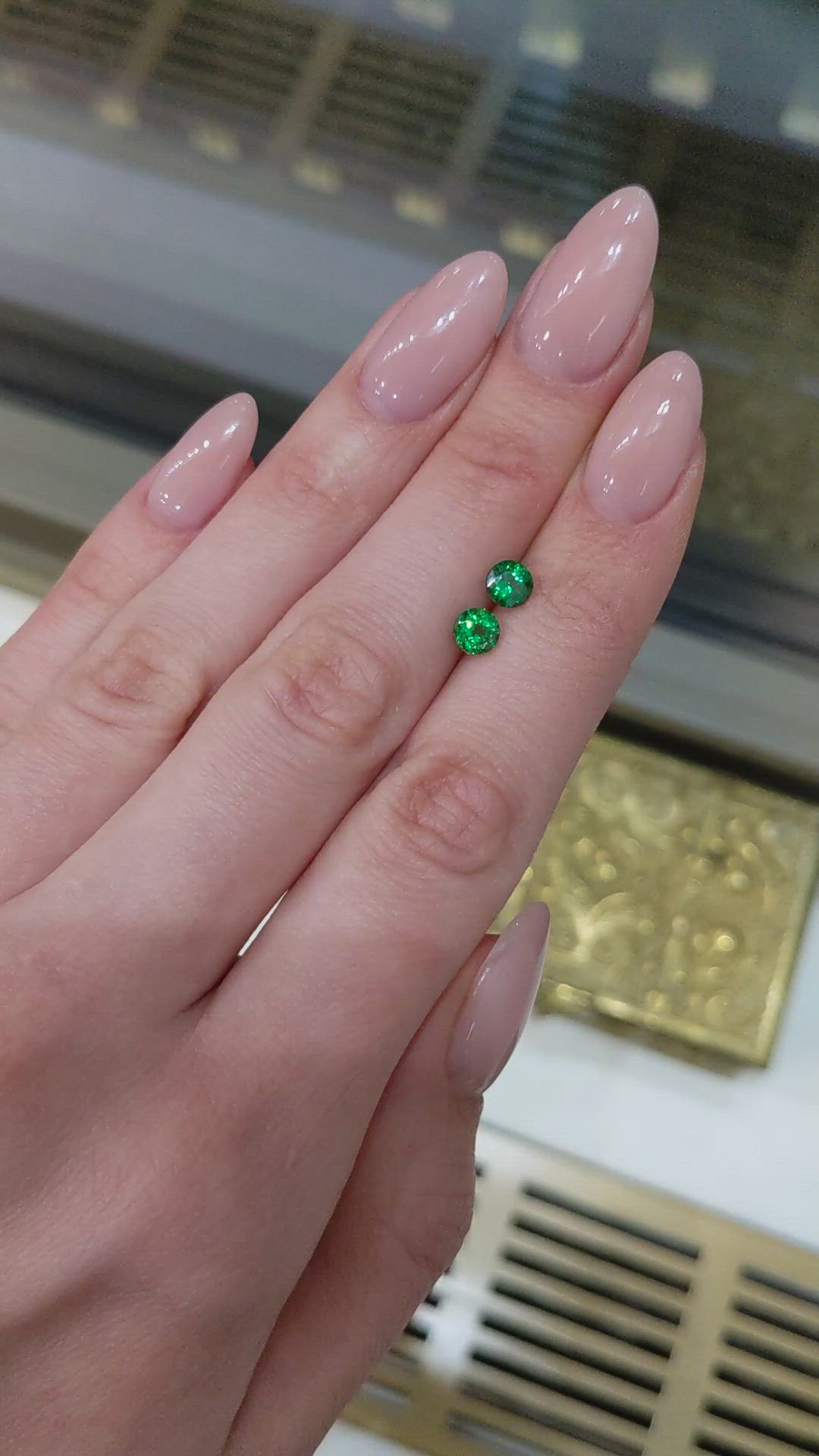 1.32&nbsp;Ct.Tw.Total Carat Weight Tsavorite Garnet Pair from Madagascar Size Video