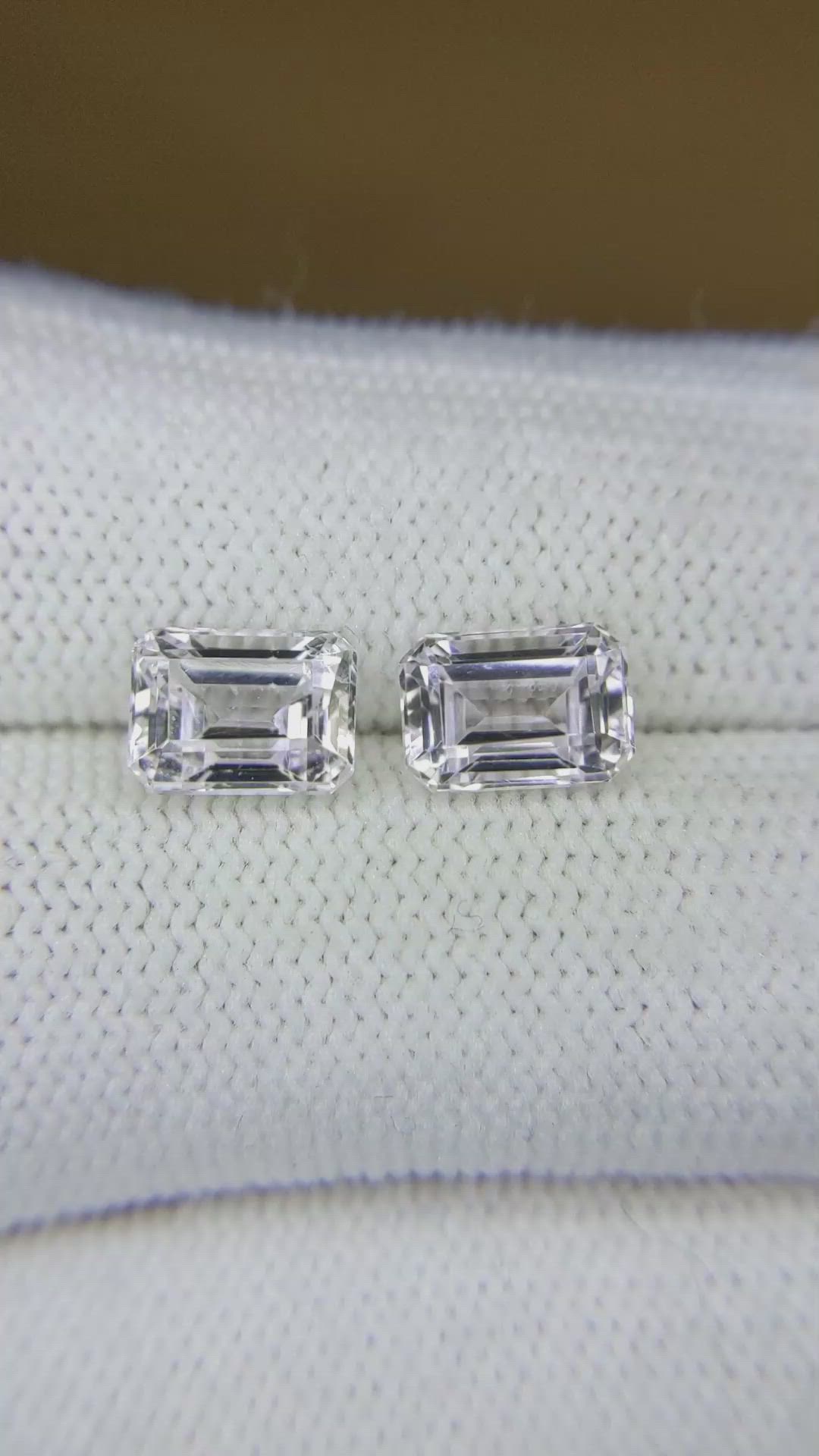 4.38 Ct.Tw.Total Carat Weight Kunzite Pair from Brazil Size Video