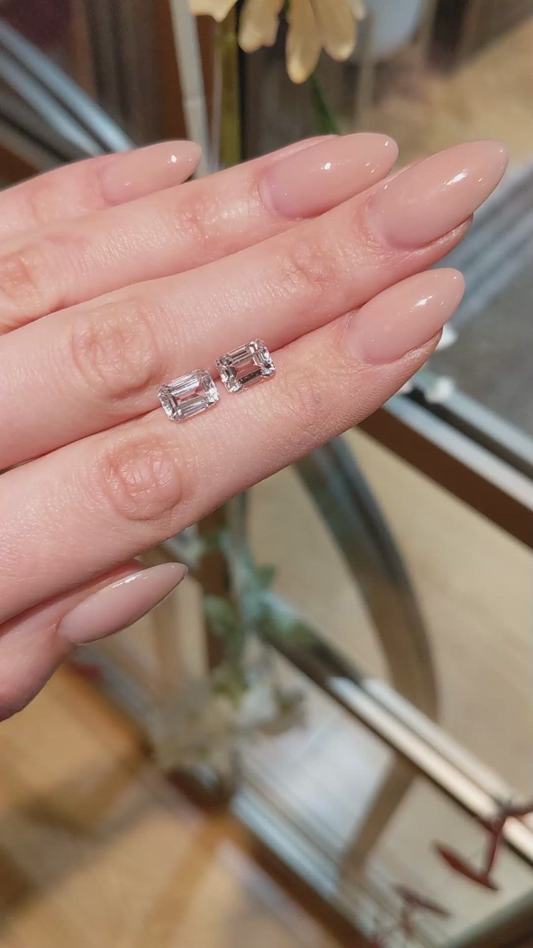 4.38 Ct.Tw.Total Carat Weight Kunzite Pair from Brazil Size Video