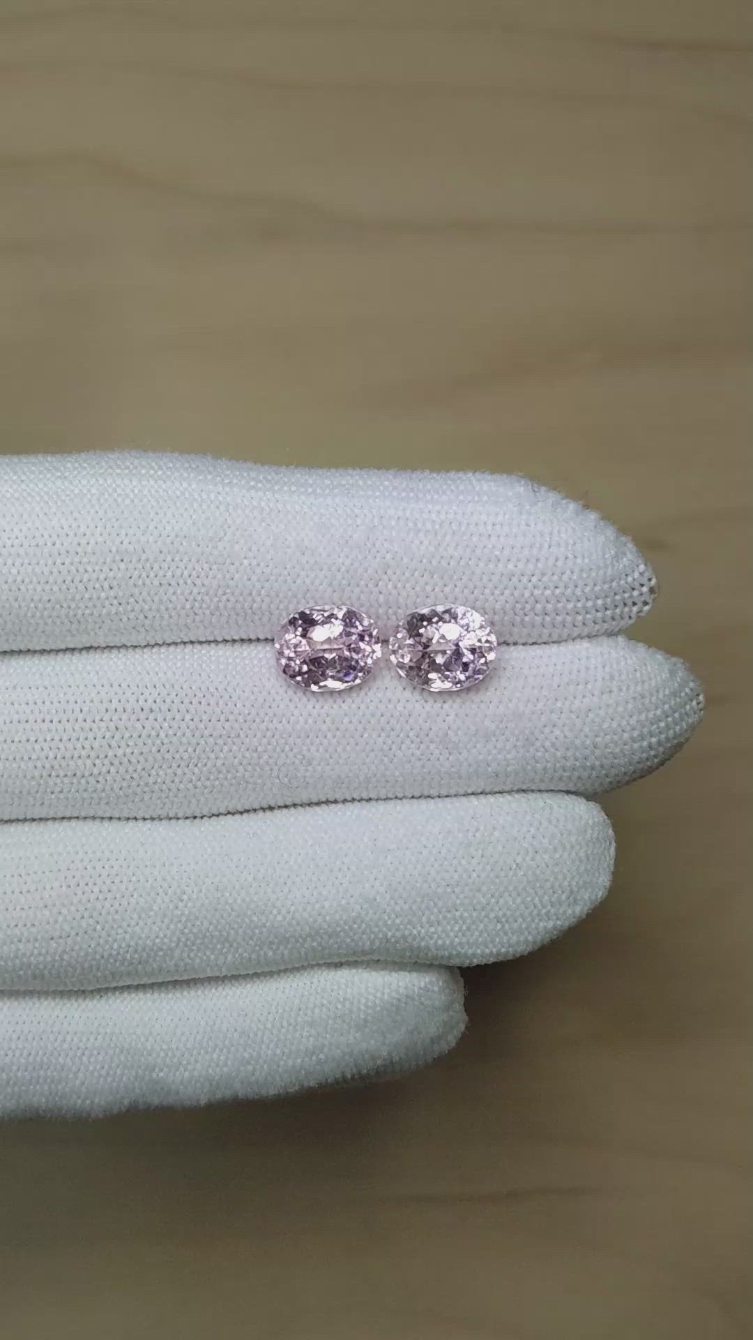 7.96&nbsp;Ct.Tw.Total Carat Weight Kunzite Pair from Brazil Size Video