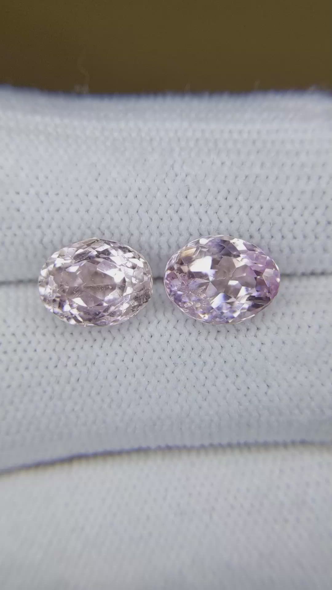 6.47 Ct.Tw.Total Carat Weight Kunzite Pair from Brazil Size Video