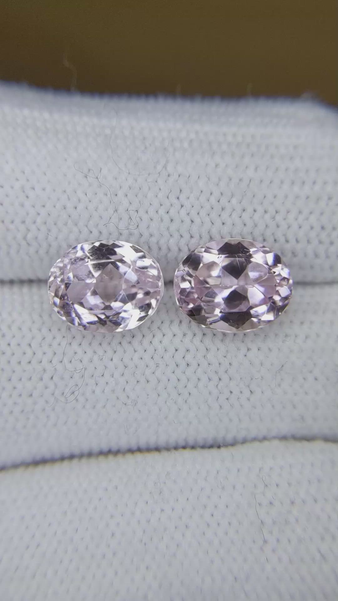 6.80 Ct.Tw.Total Carat Weight Kunzite Pair from Brazil Size Video