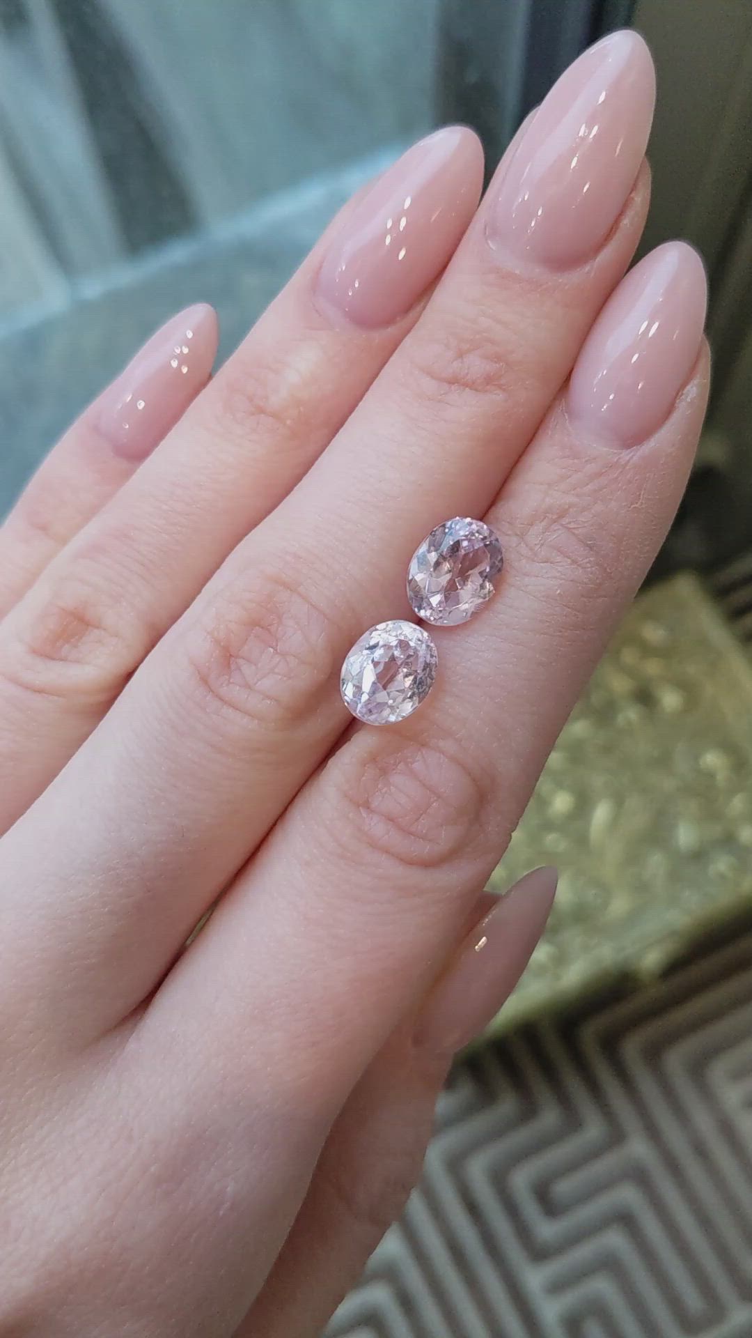 6.80 Ct.Tw.Total Carat Weight Kunzite Pair from Brazil Size Video