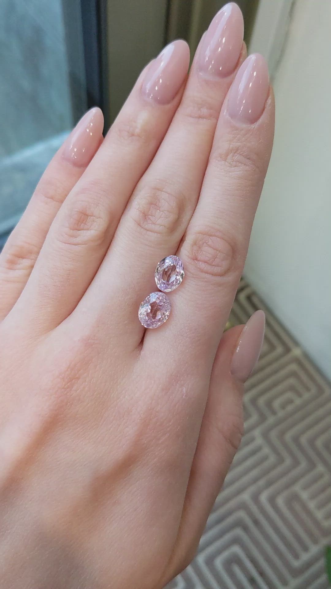 6.80&nbsp;Ct.Tw.Total Carat Weight Pink Kunzite Pair from Brazil Size Video