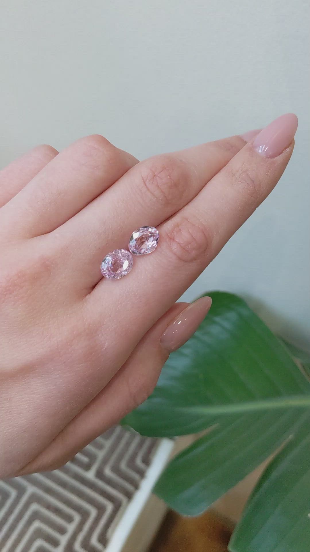 6.80&nbsp;Ct.Tw.Total Carat Weight Pink Kunzite Pair from Brazil Size Video