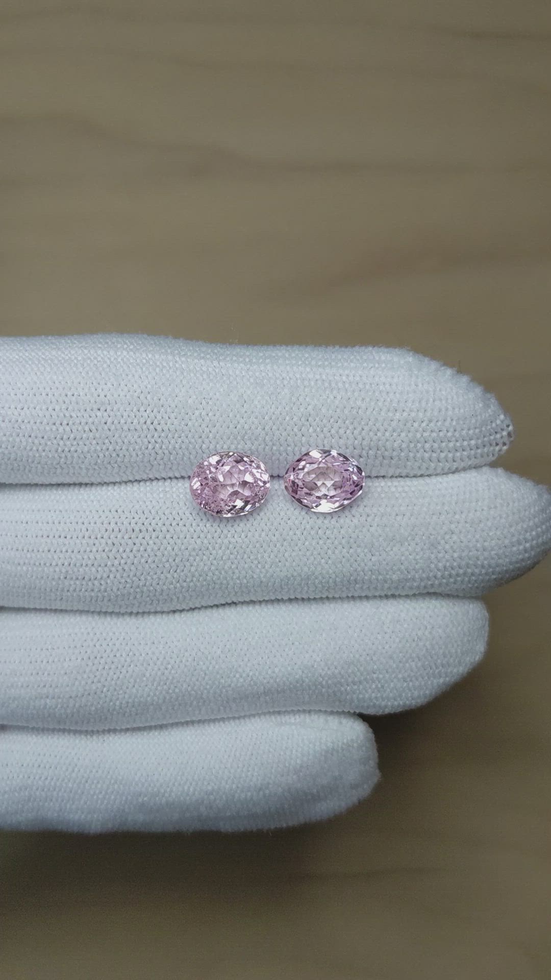 6.80&nbsp;Ct.Tw.Total Carat Weight Pink Kunzite Pair from Brazil Size Video