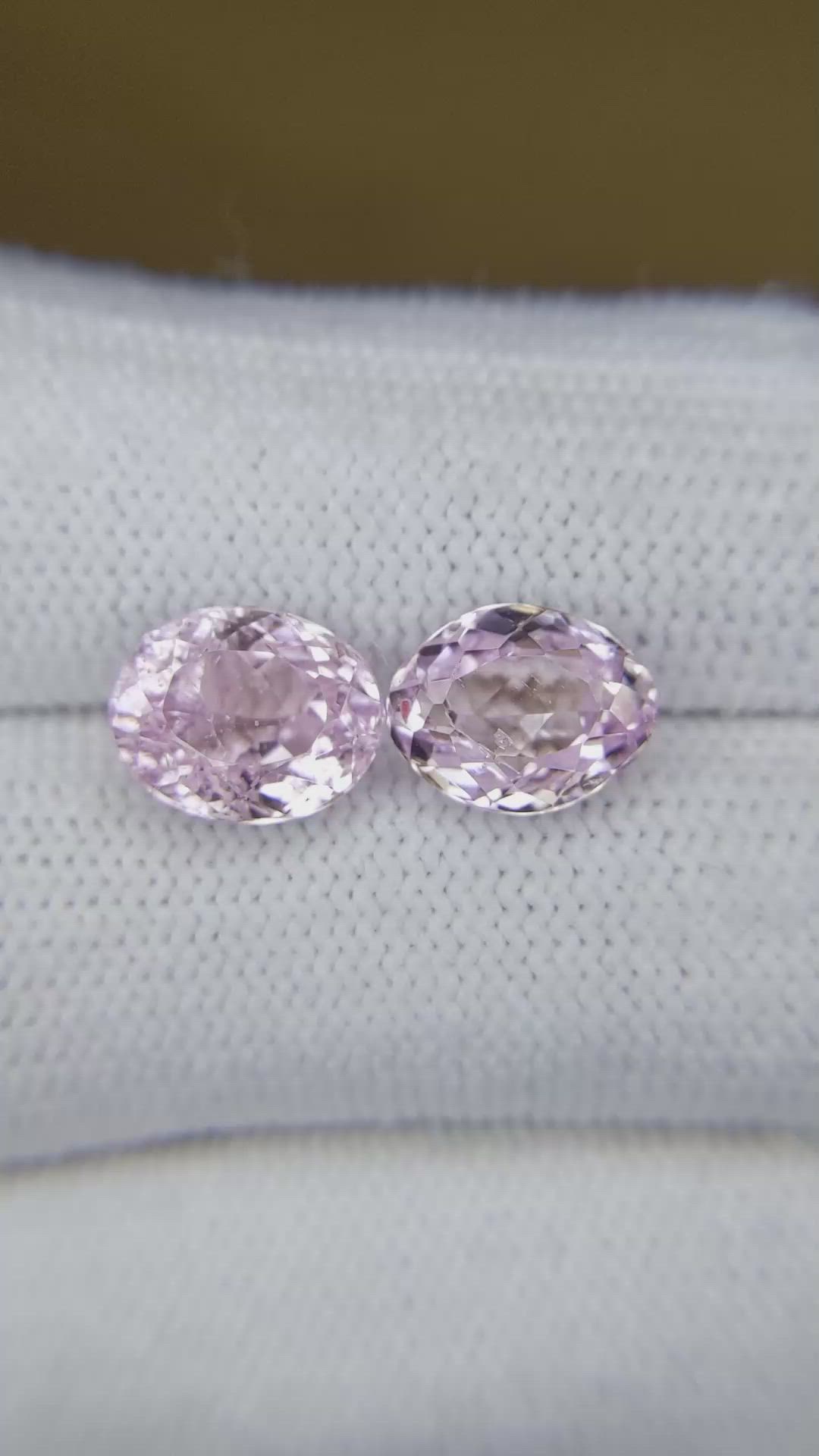 6.80&nbsp;Ct.Tw.Total Carat Weight Pink Kunzite Pair from Brazil Size Video