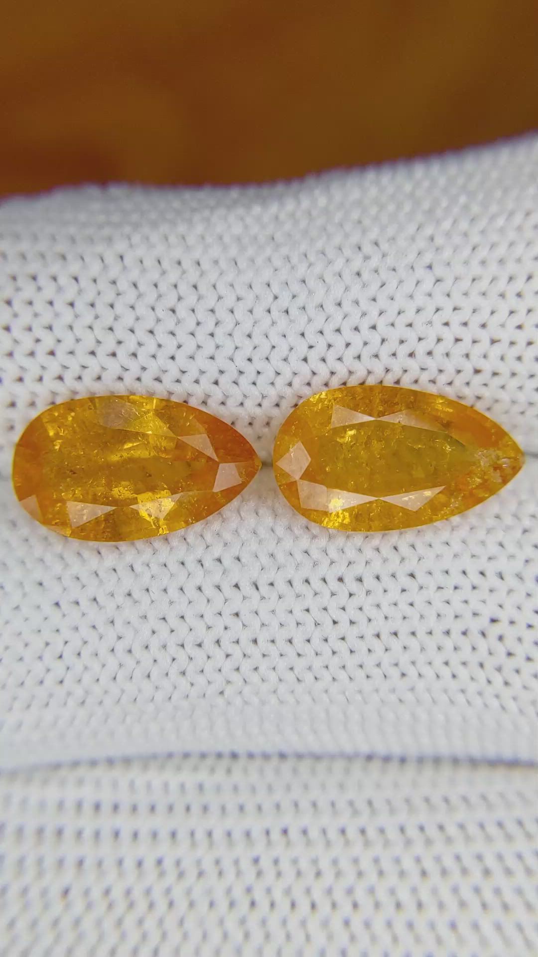 7.32&nbsp;Ct.Tw.Total Carat Weight Hessonite Garnet Pair from Madagascar Size Video