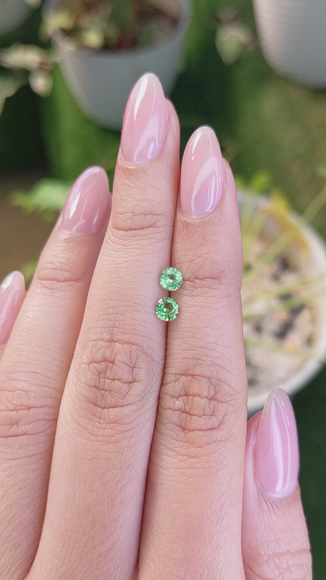 0.61&nbsp;Ct.Tw.Total Carat Weight Tsavorite Garnet Pair from Madagascar Size Video