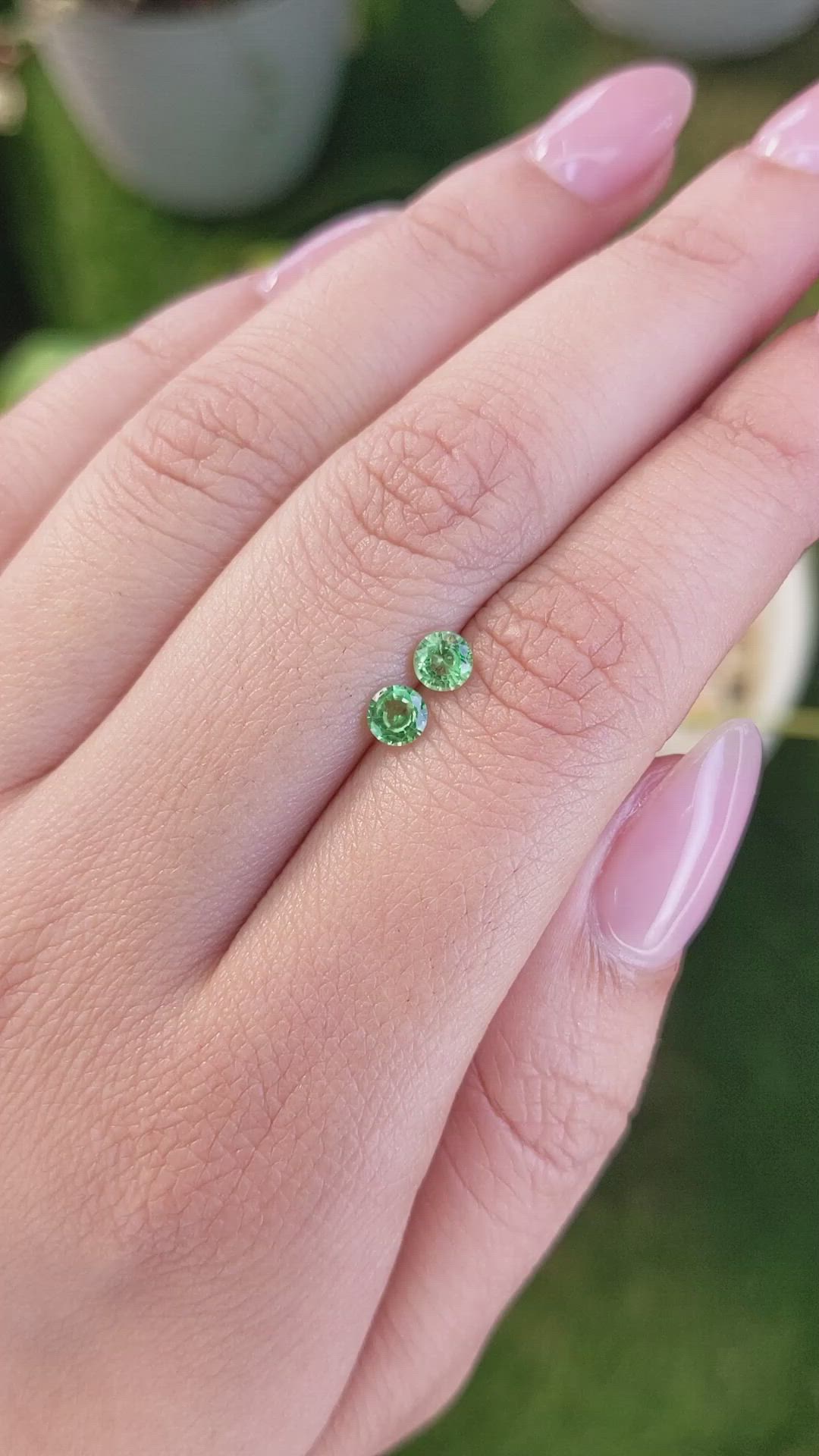 0.61&nbsp;Ct.Tw.Total Carat Weight Tsavorite Garnet Pair from Madagascar Size Video