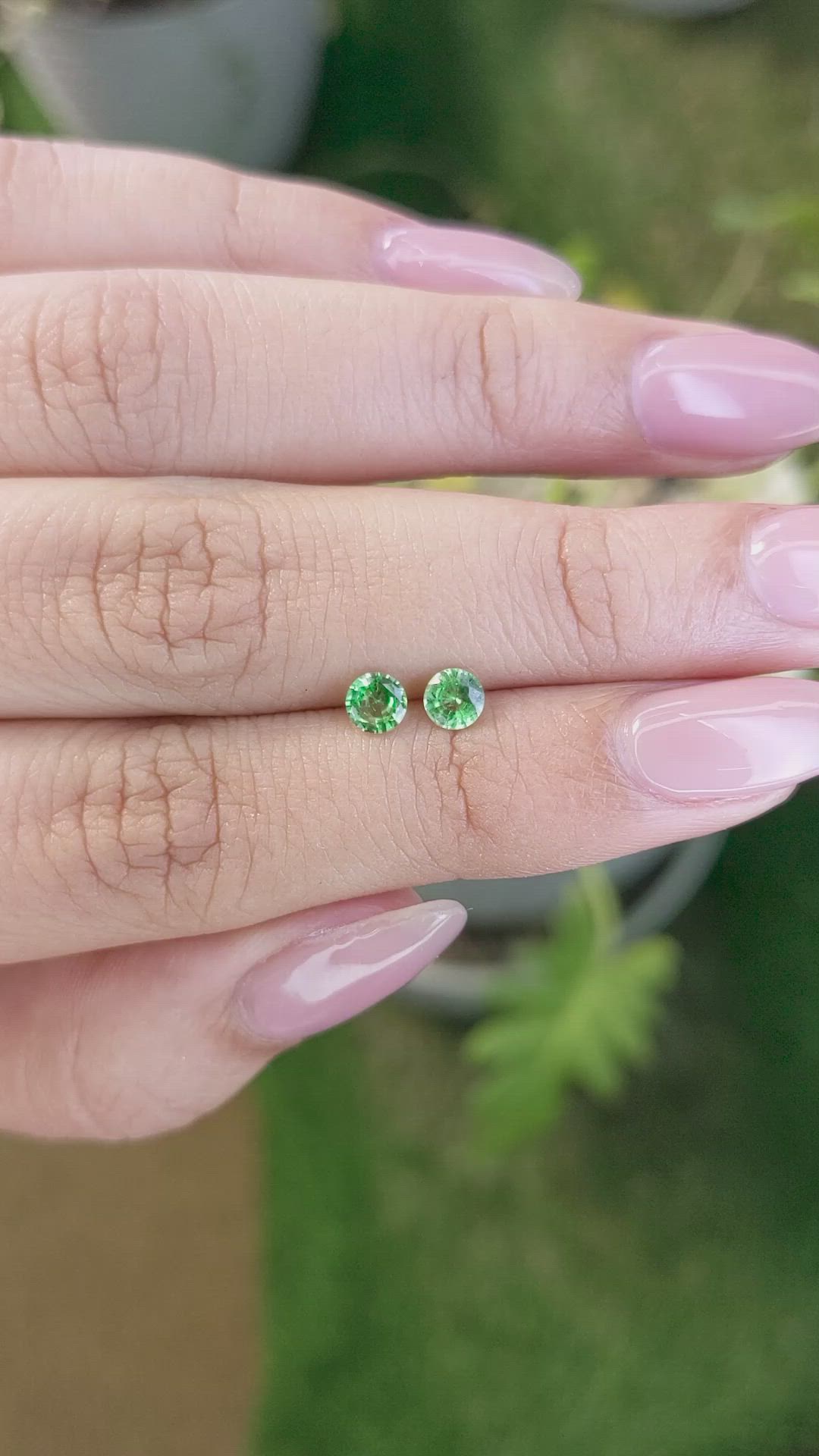 0.61&nbsp;Ct.Tw.Total Carat Weight Tsavorite Garnet Pair from Madagascar Size Video