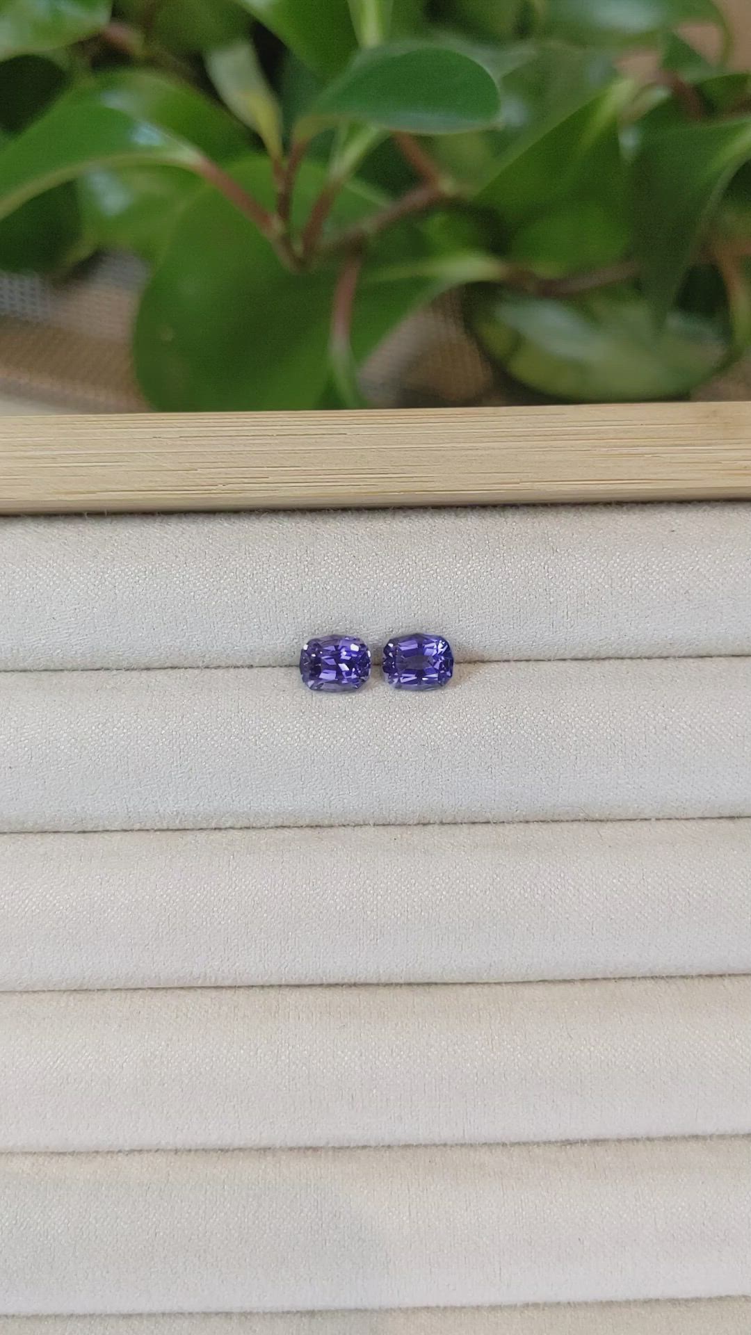 2.04&nbsp;Ct.Tw.Total Carat Weight Purplish Blue Iolite Pair from Madagascar Size Video