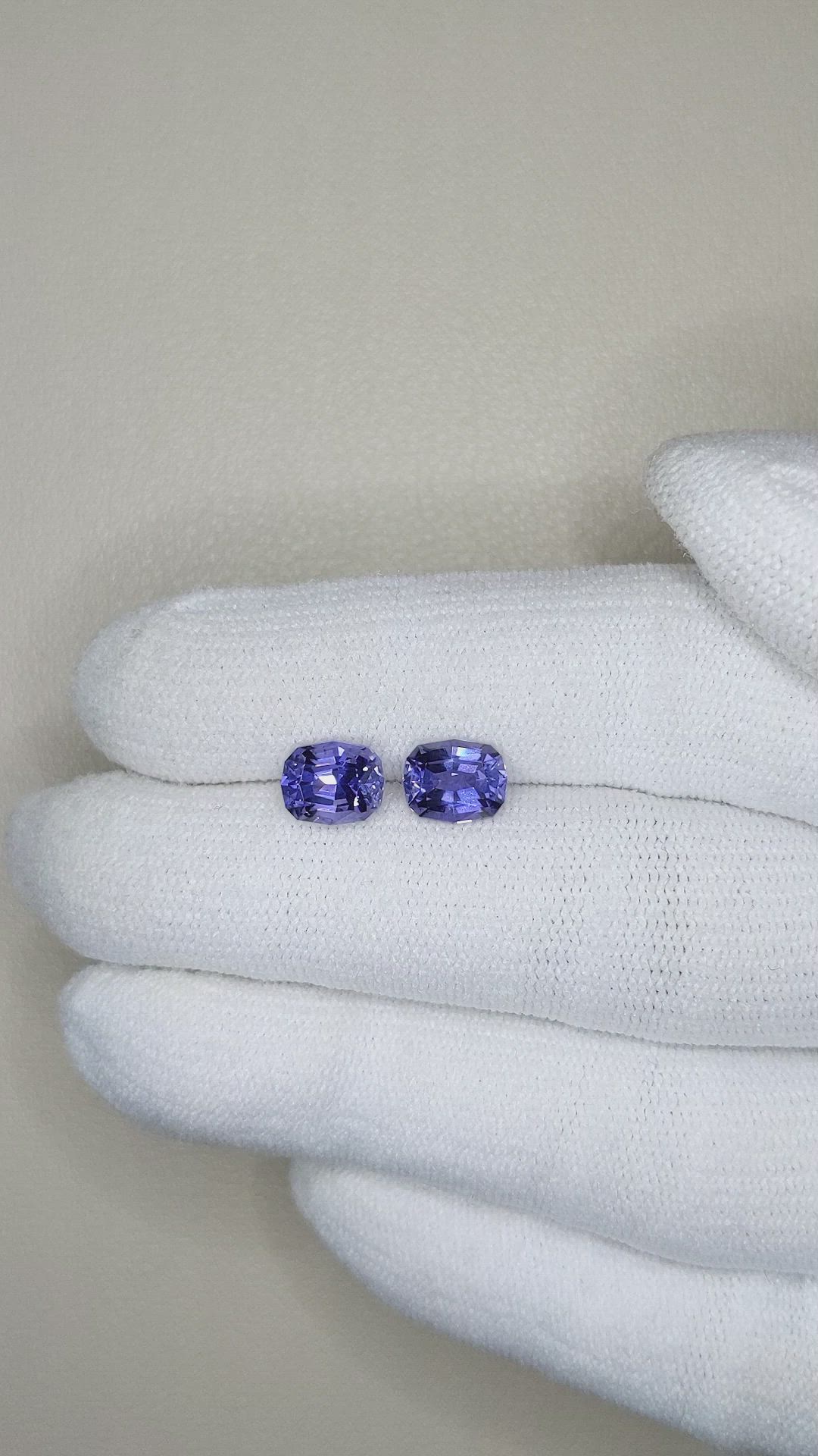 2.04&nbsp;Ct.Tw.Total Carat Weight Purplish Blue Iolite Pair from Madagascar Size Video