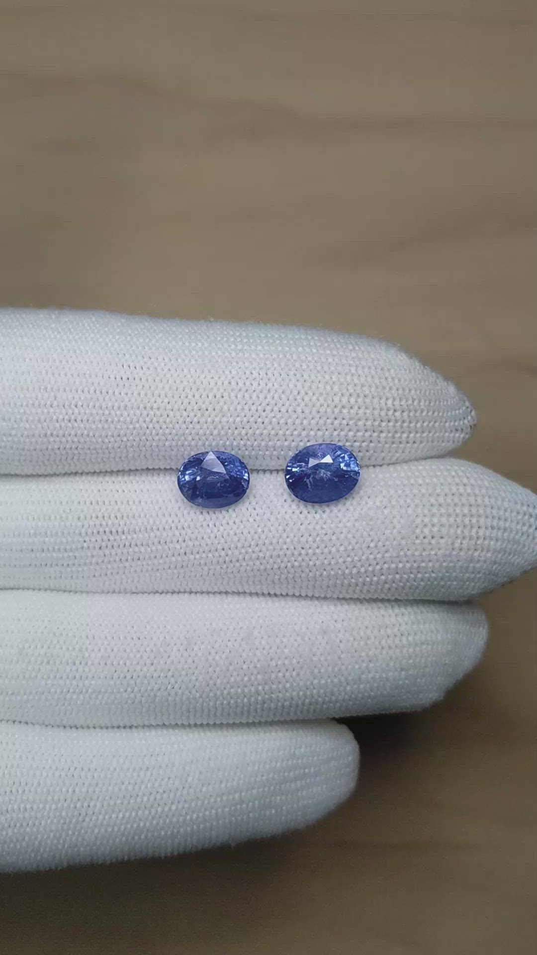 6.13&nbsp;Ct.Tw.Total Carat Weight Cobalt Spinel Pair from Ceylon (Sri Lanka) Size Video