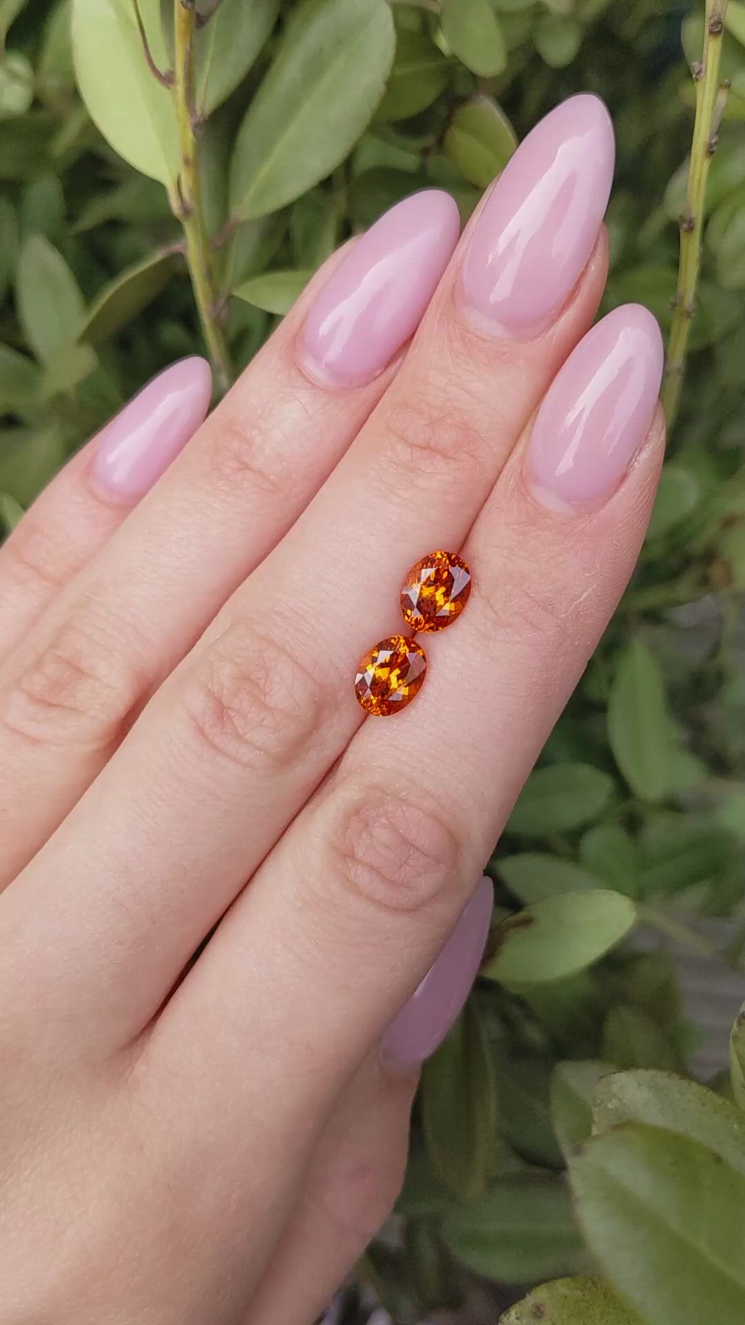 4.03 Ct.Tw.Total Carat Weight Spessartite Garnet Pair from Ceylon (Sri Lanka) Size Video