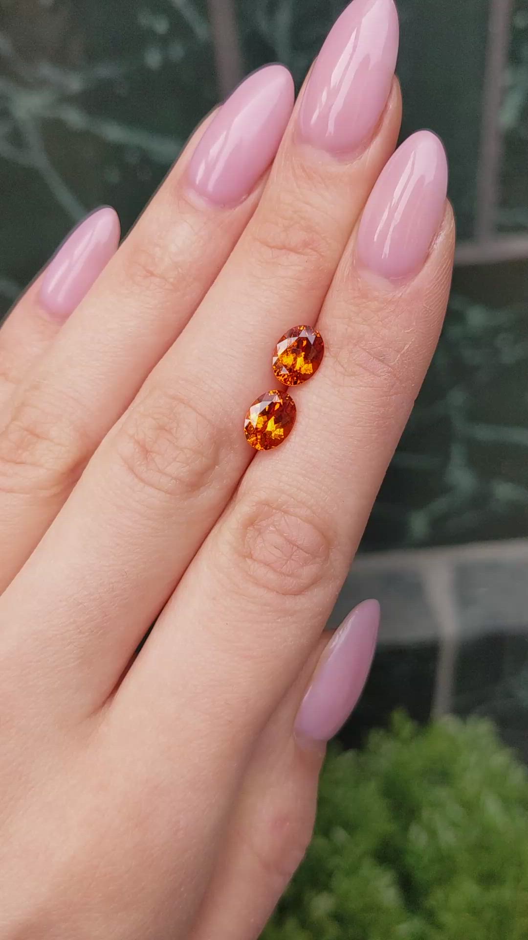 4.03 Ct.Tw.Total Carat Weight Spessartite Garnet Pair from Ceylon (Sri Lanka) Size Video