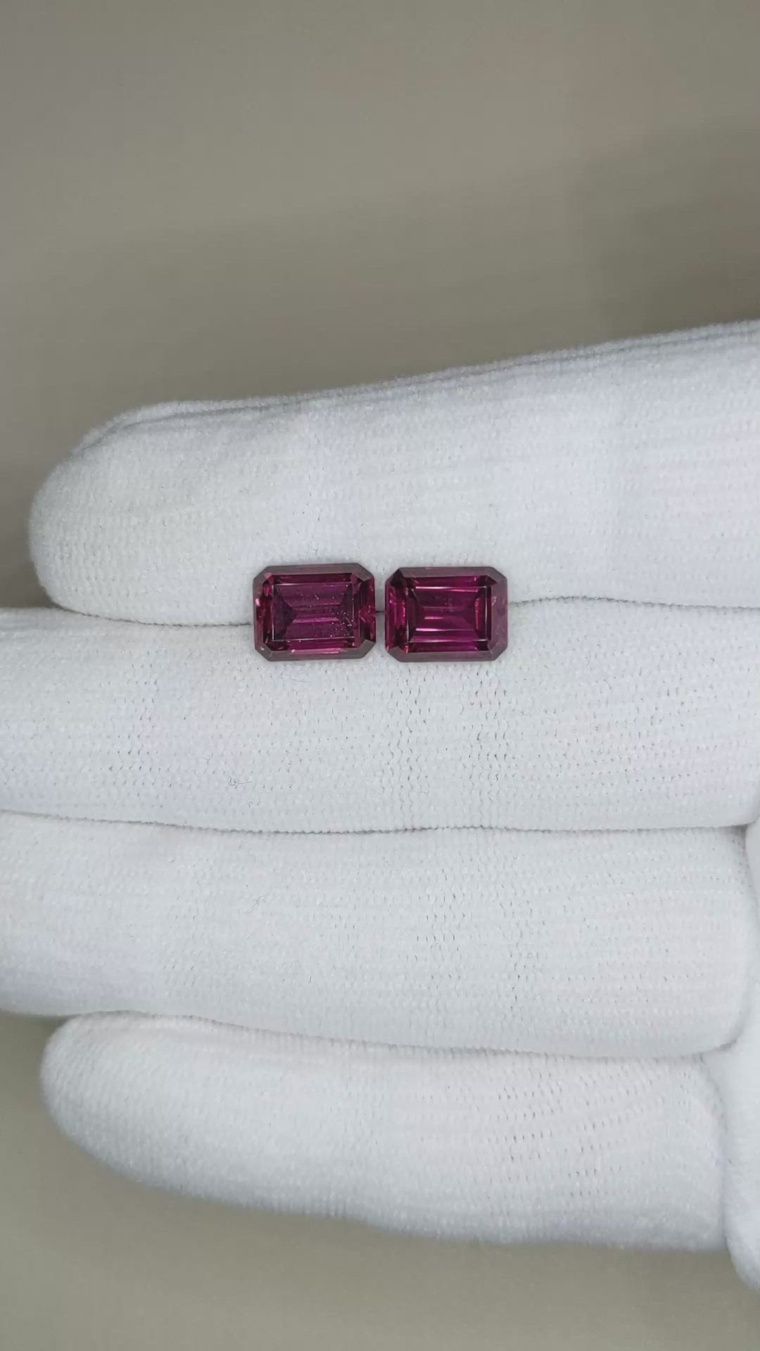 6.80&nbsp;Ct.Tw.Total Carat Weight Rubellite Tourmaline Pair from Brazil Size Video