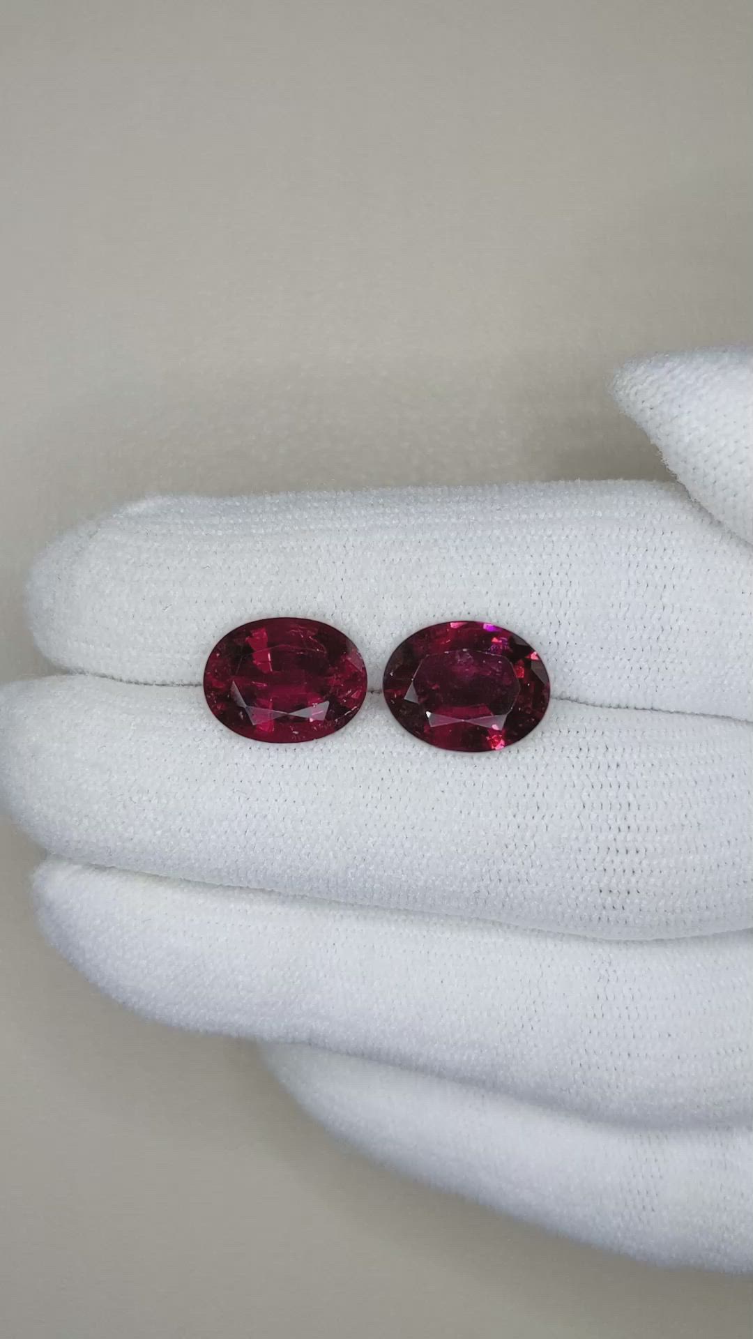 6.71&nbsp;Ct.Tw.Total Carat Weight Rubellite Tourmaline Pair from Brazil Size Video