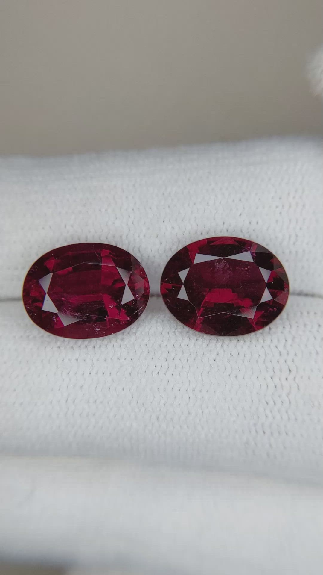 6.71&nbsp;Ct.Tw.Total Carat Weight Rubellite Tourmaline Pair from Brazil Size Video