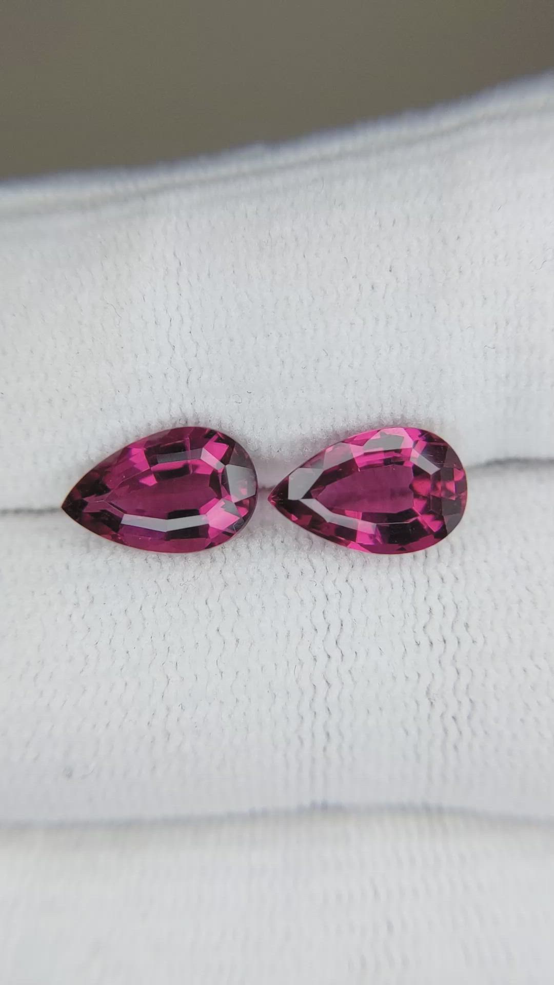 3.75&nbsp;Ct.Tw.Total Carat Weight Rubellite Tourmaline Pair from Brazil Size Video