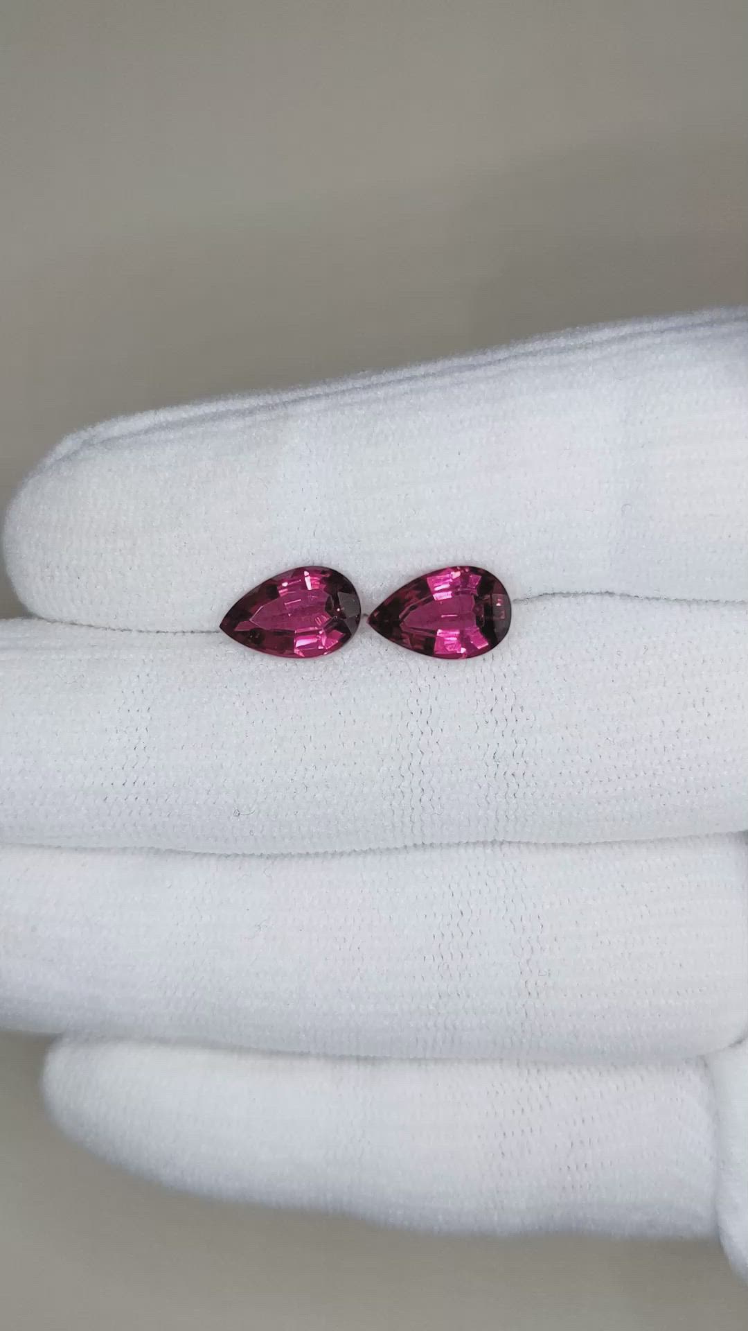 3.75&nbsp;Ct.Tw.Total Carat Weight Rubellite Tourmaline Pair from Brazil Size Video