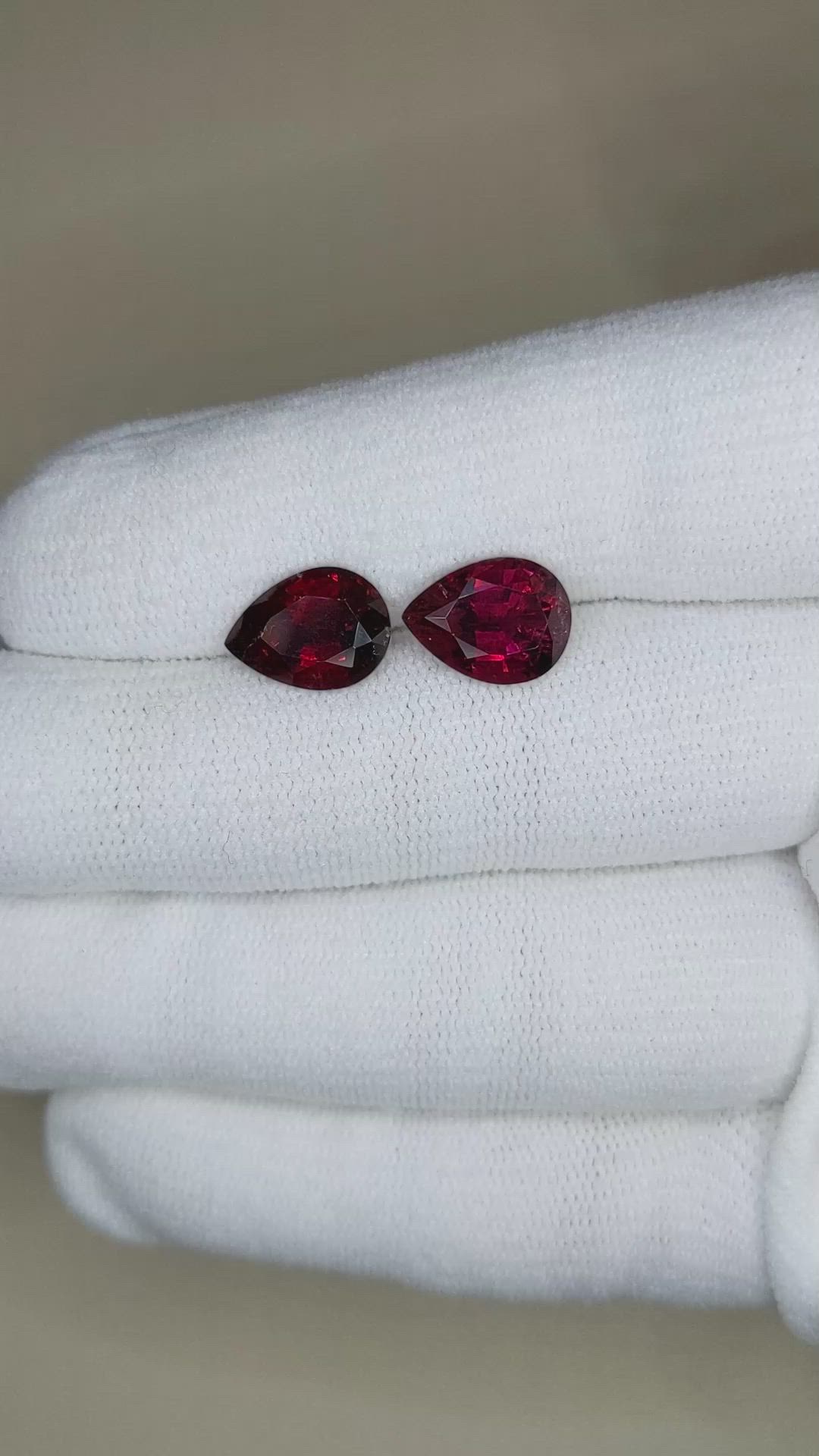5.47&nbsp;Ct.Tw.Total Carat Weight Rubellite Tourmaline Pair from Brazil Size Video