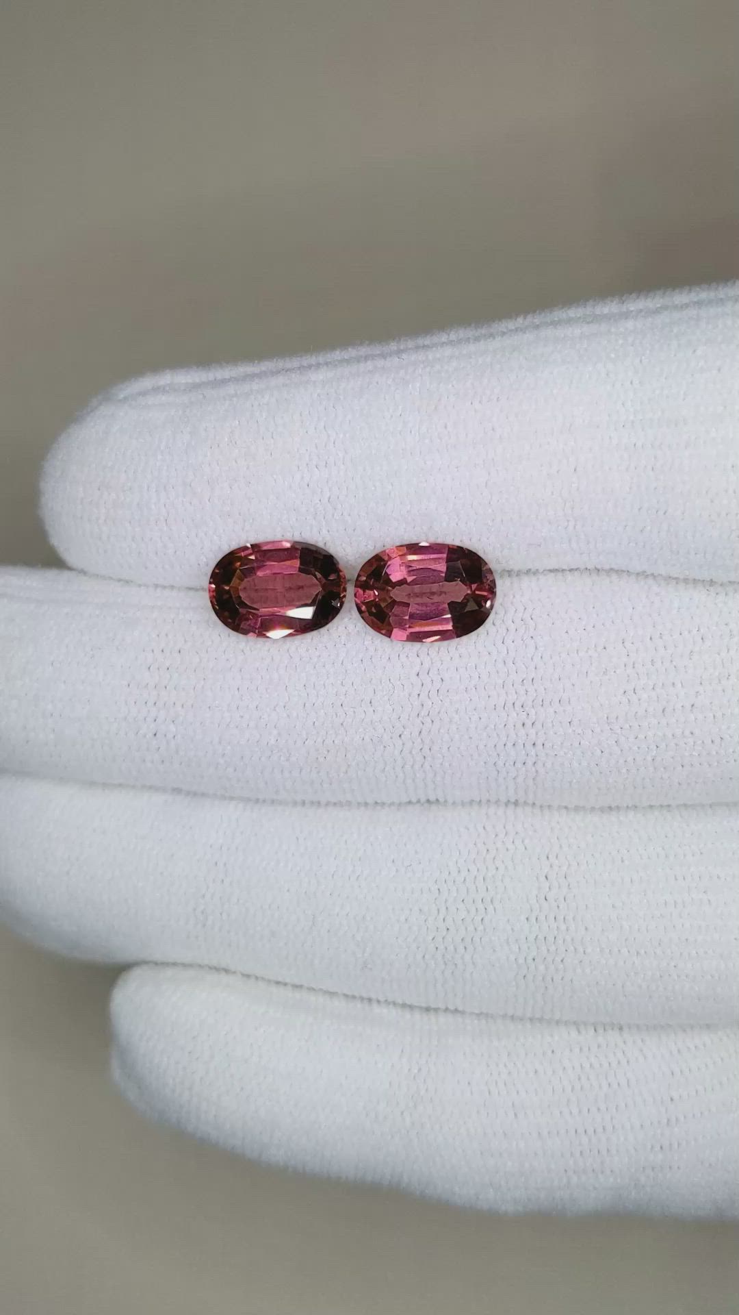 4.80&nbsp;Ct.Tw.Total Carat Weight Rubellite Tourmaline Pair from Brazil Size Video