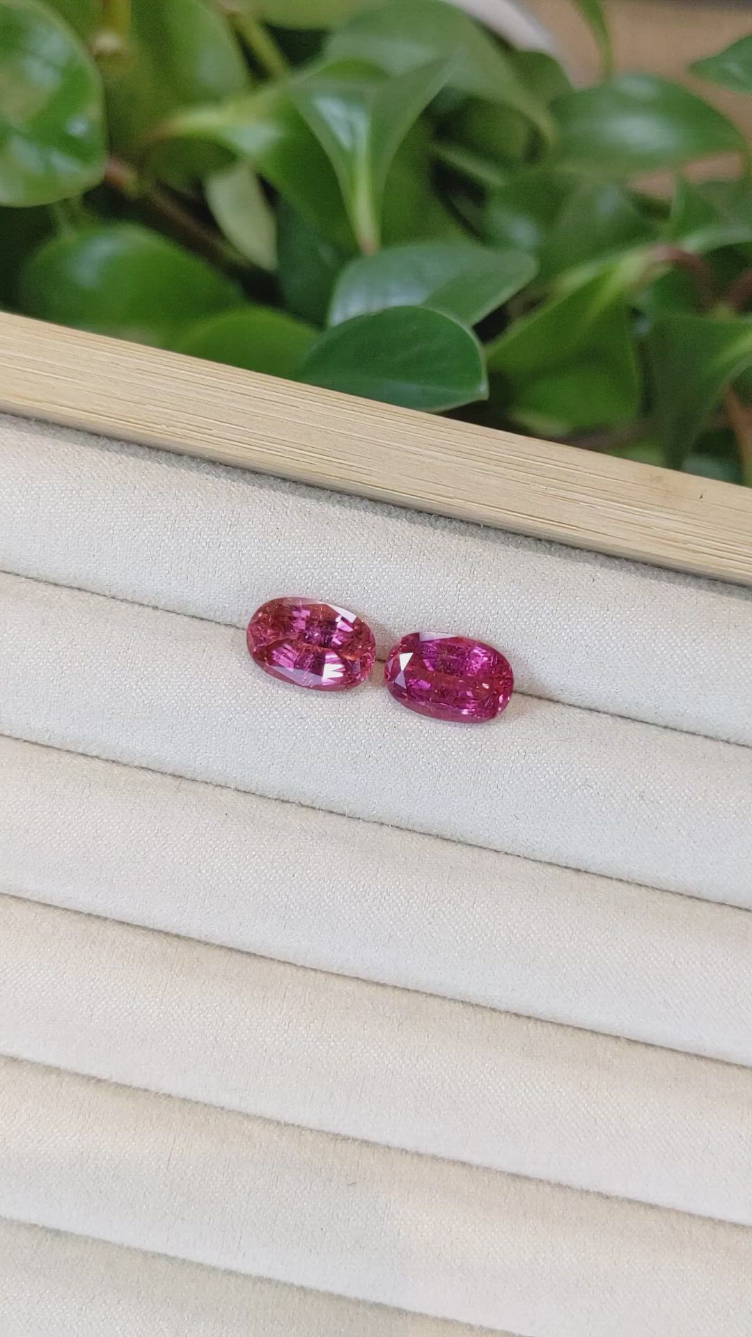 9.23&nbsp;Ct.Tw.Total Carat Weight Pinkish Red Rubellite Tourmaline Pair from Brazil Size Video