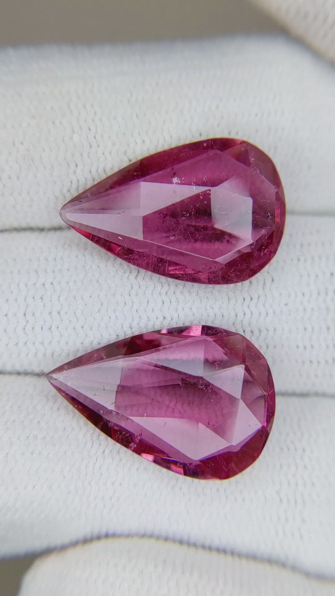 12.26&nbsp;Ct.Tw.Total Carat Weight Pinkish Red Rubellite Tourmaline Pair from Brazil Size Video