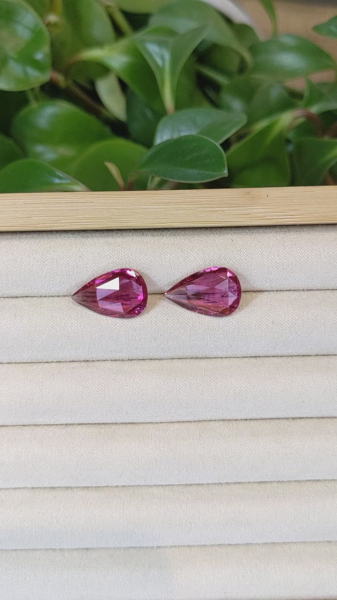 12.26&nbsp;Ct.Tw.Total Carat Weight Pinkish Red Rubellite Tourmaline Pair from Brazil Size Video