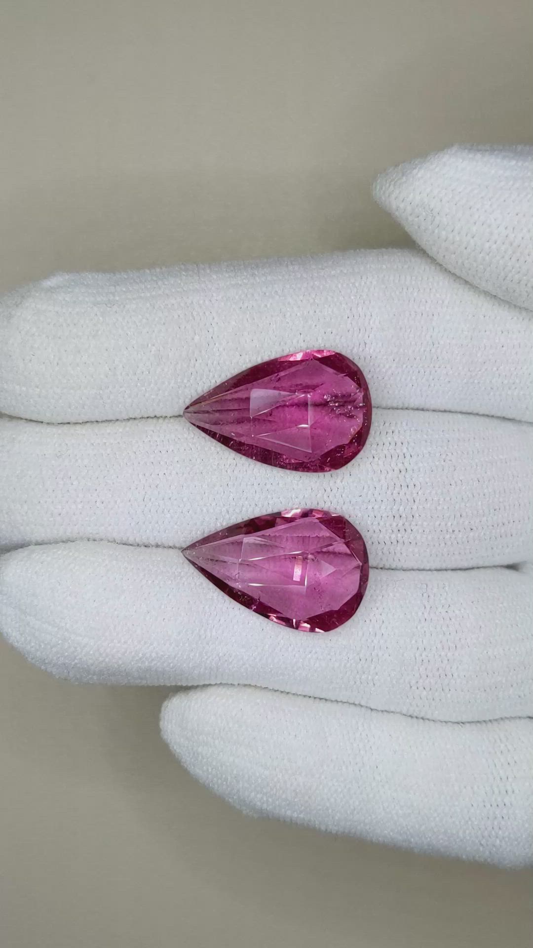 12.26&nbsp;Ct.Tw.Total Carat Weight Pinkish Red Rubellite Tourmaline Pair from Brazil Size Video