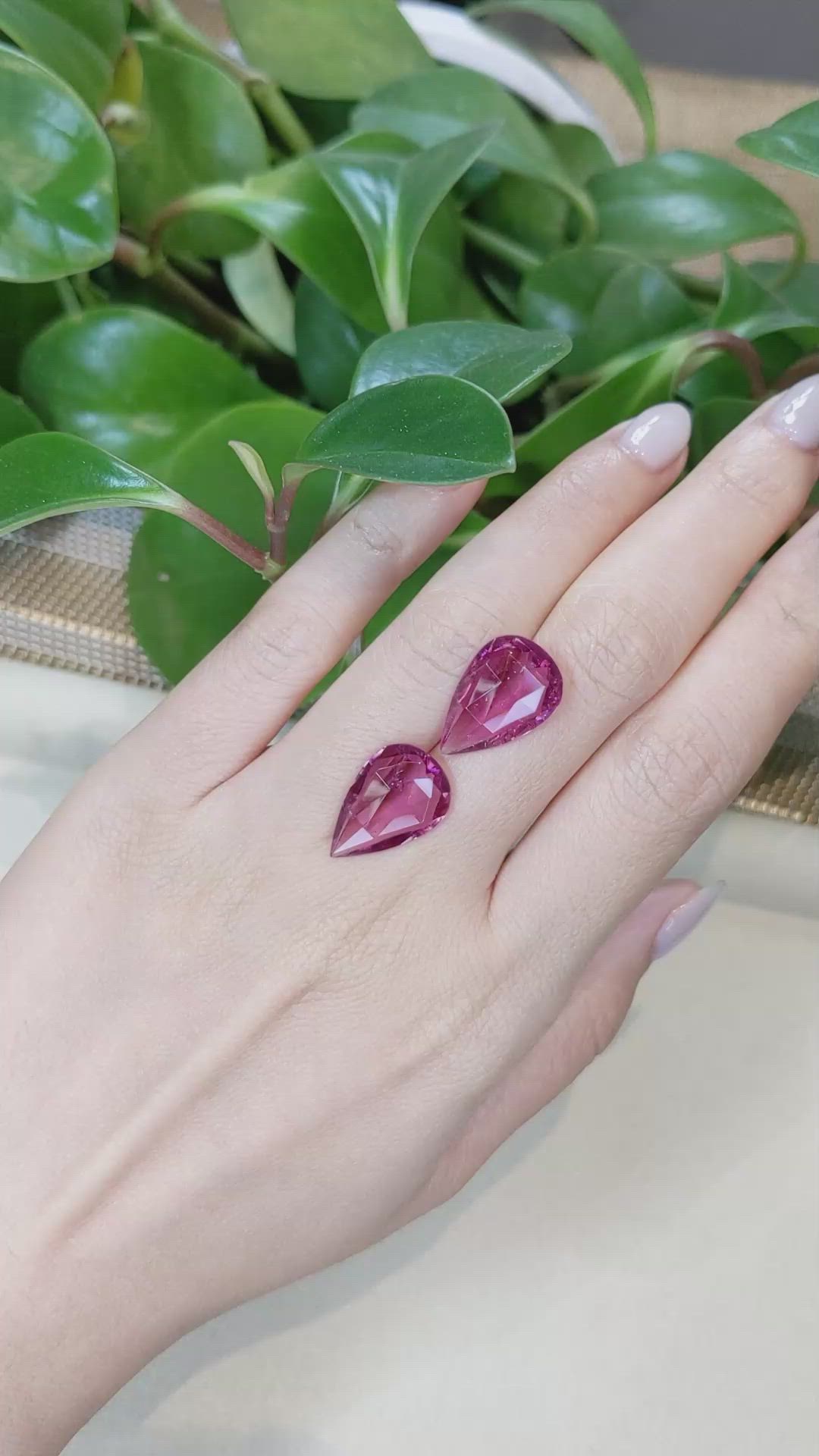 12.26&nbsp;Ct.Tw.Total Carat Weight Pinkish Red Rubellite Tourmaline Pair from Brazil Size Video