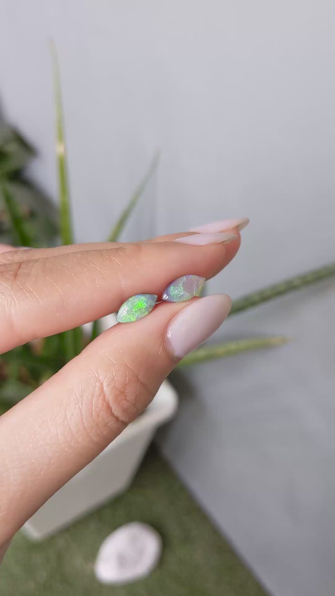 1.21&nbsp;Ct.Tw.Total Carat Weight Cabochon Opal Pair from Australia Size Video