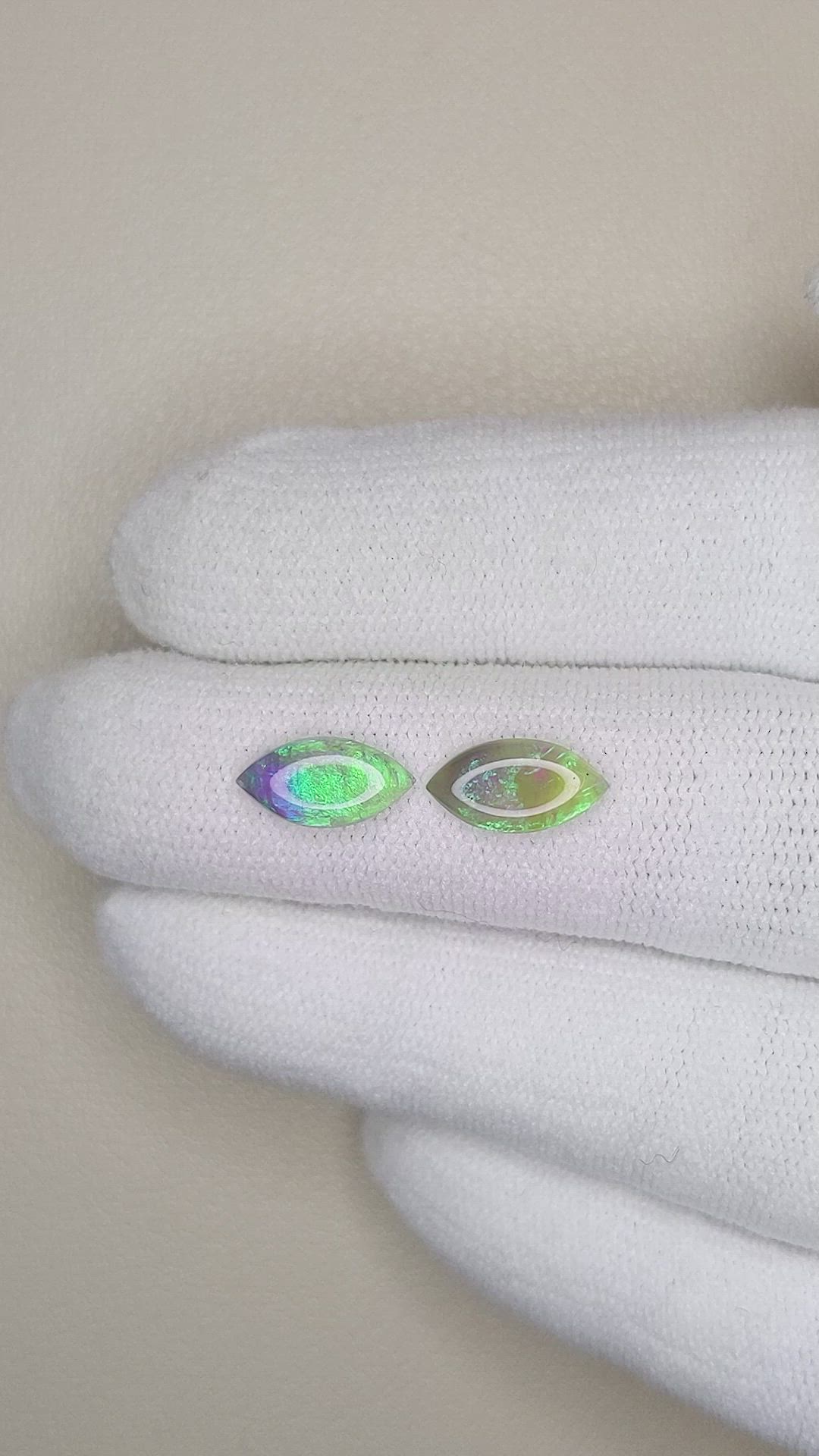 1.21&nbsp;Ct.Tw.Total Carat Weight Cabochon Opal Pair from Australia Size Video