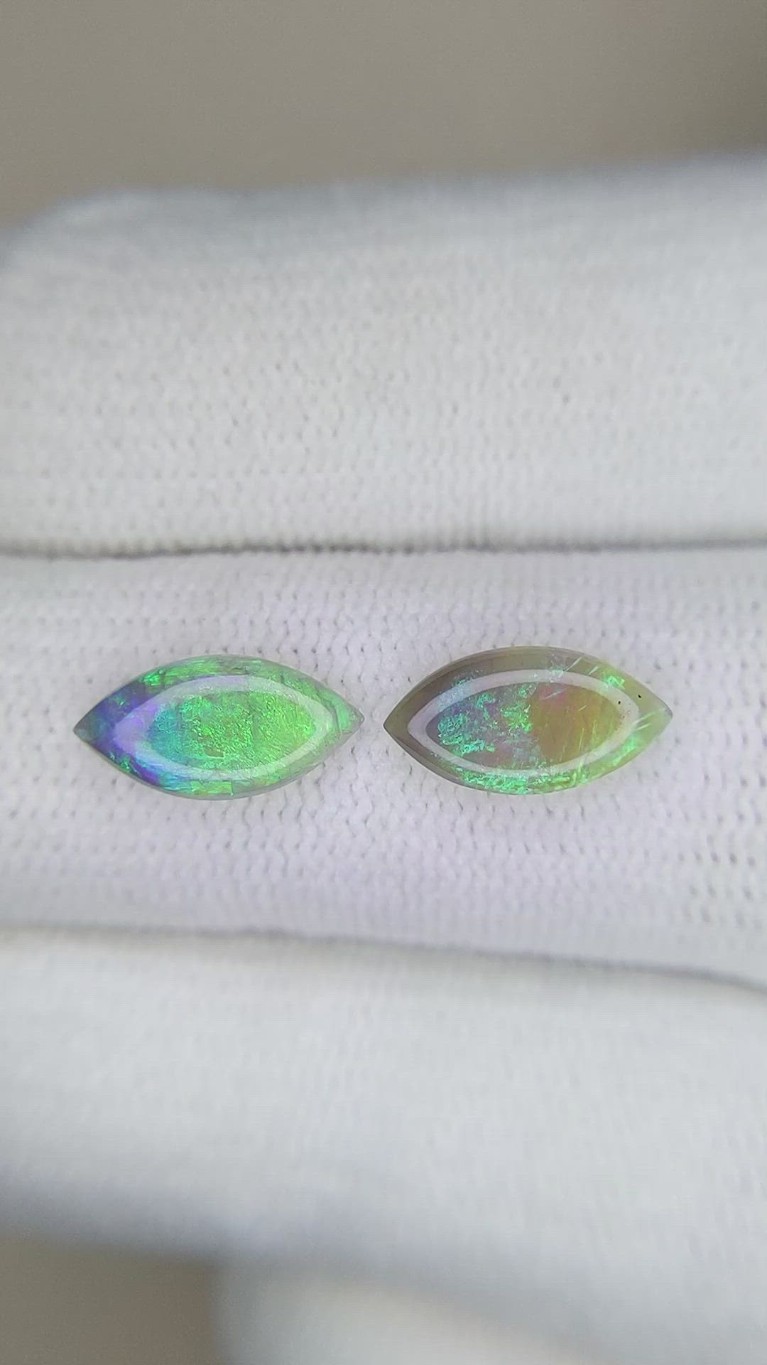 1.21&nbsp;Ct.Tw.Total Carat Weight Cabochon Opal Pair from Australia Size Video