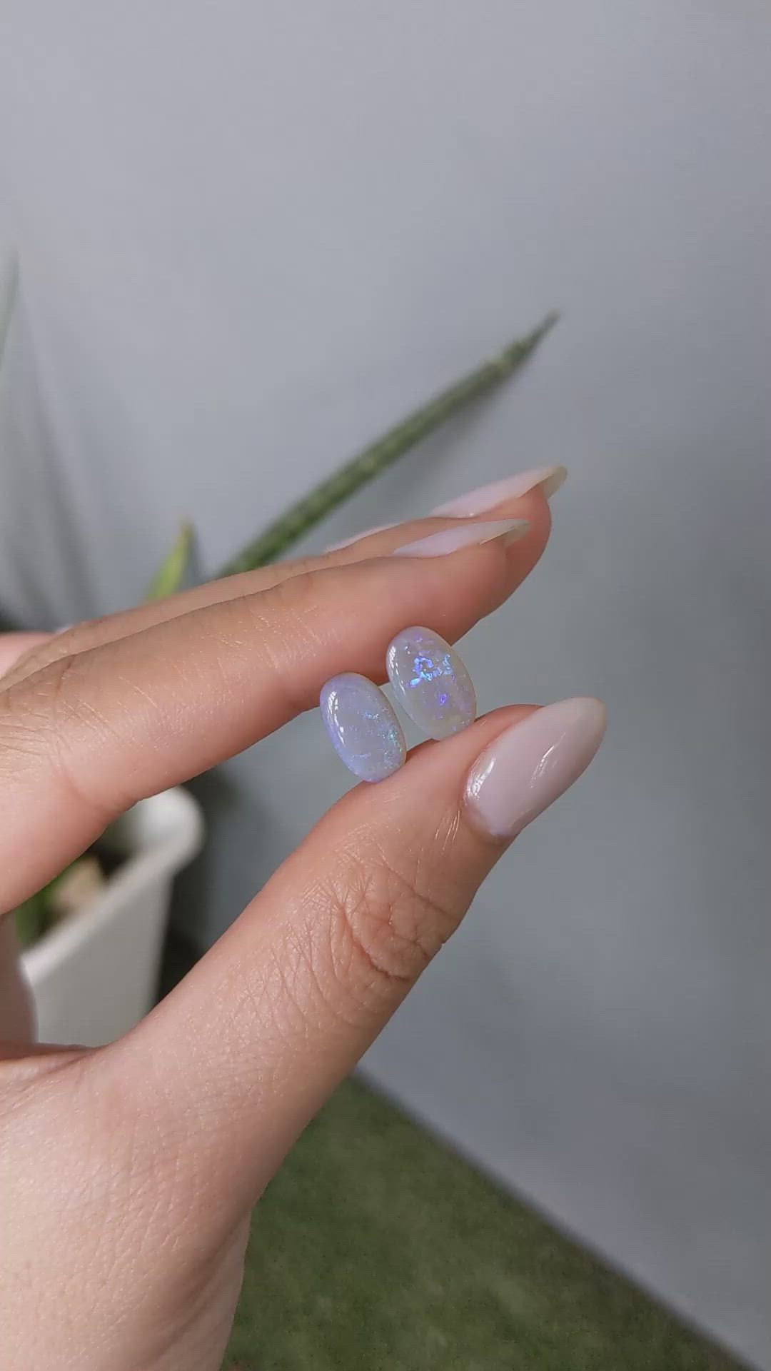 2.96&nbsp;Ct.Tw.Total Carat Weight Cabochon Opal Pair from Australia Size Video