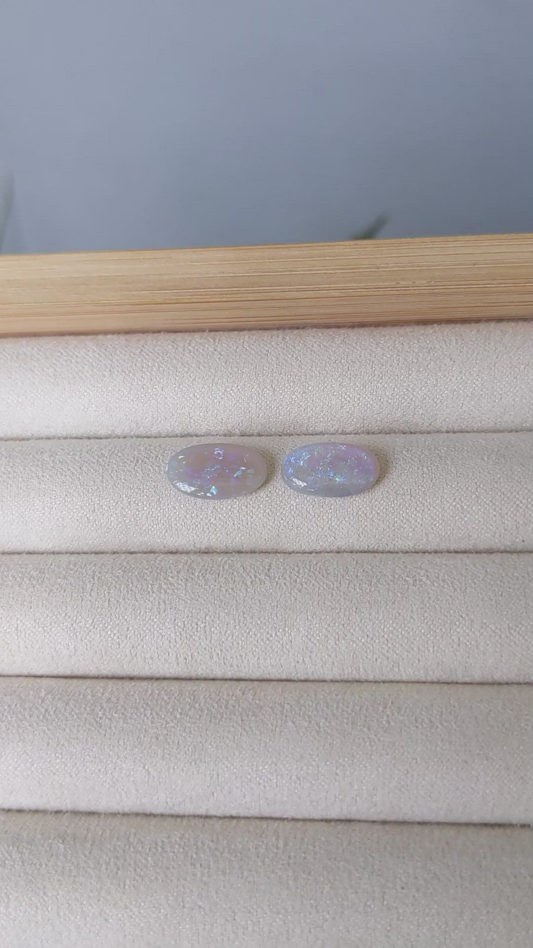 2.96&nbsp;Ct.Tw.Total Carat Weight Cabochon Opal Pair from Australia Size Video