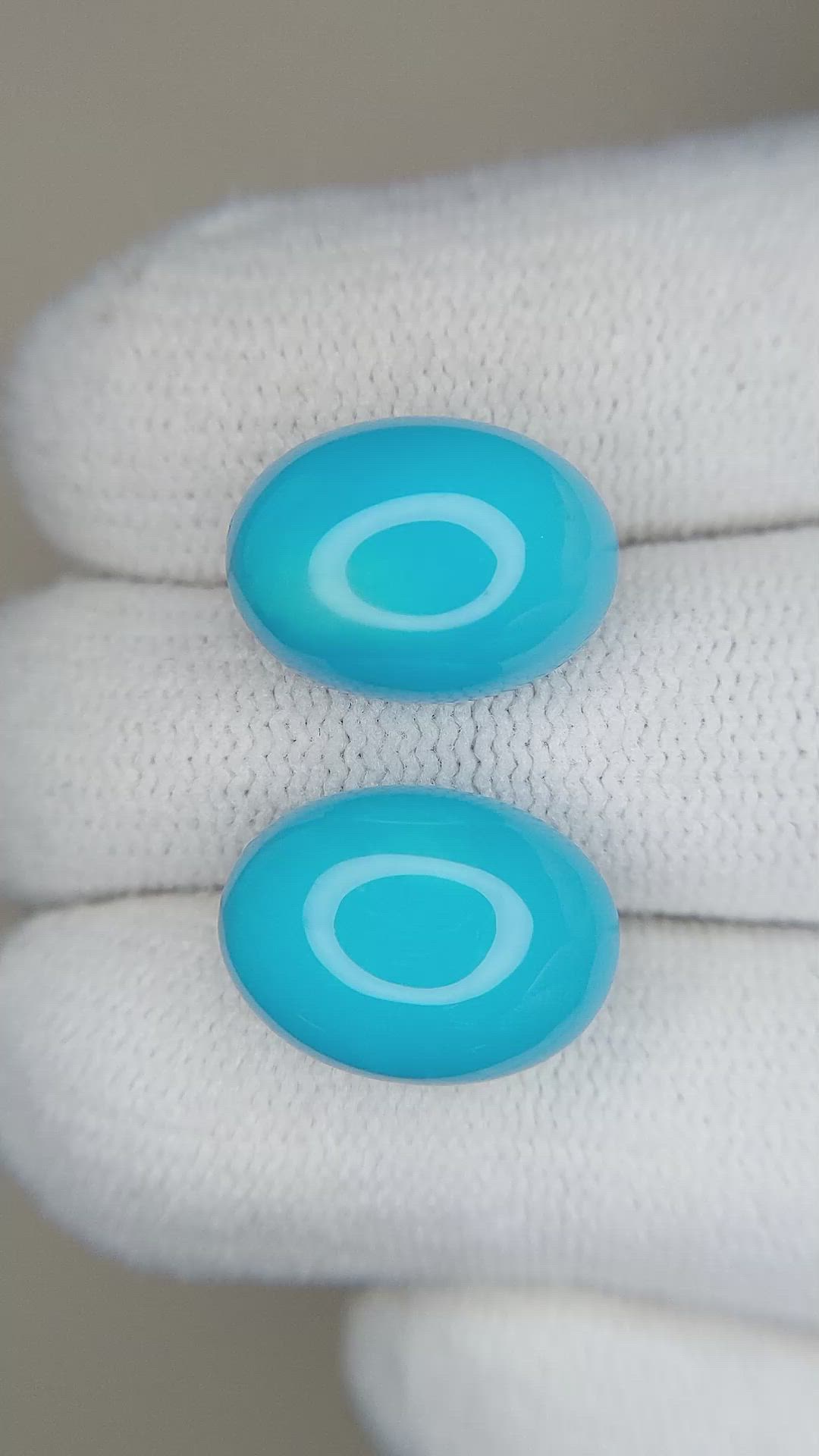 13.15&nbsp;Ct.Tw.Total Carat Weight Cabochon Turquoise Pair from USA Size Video
