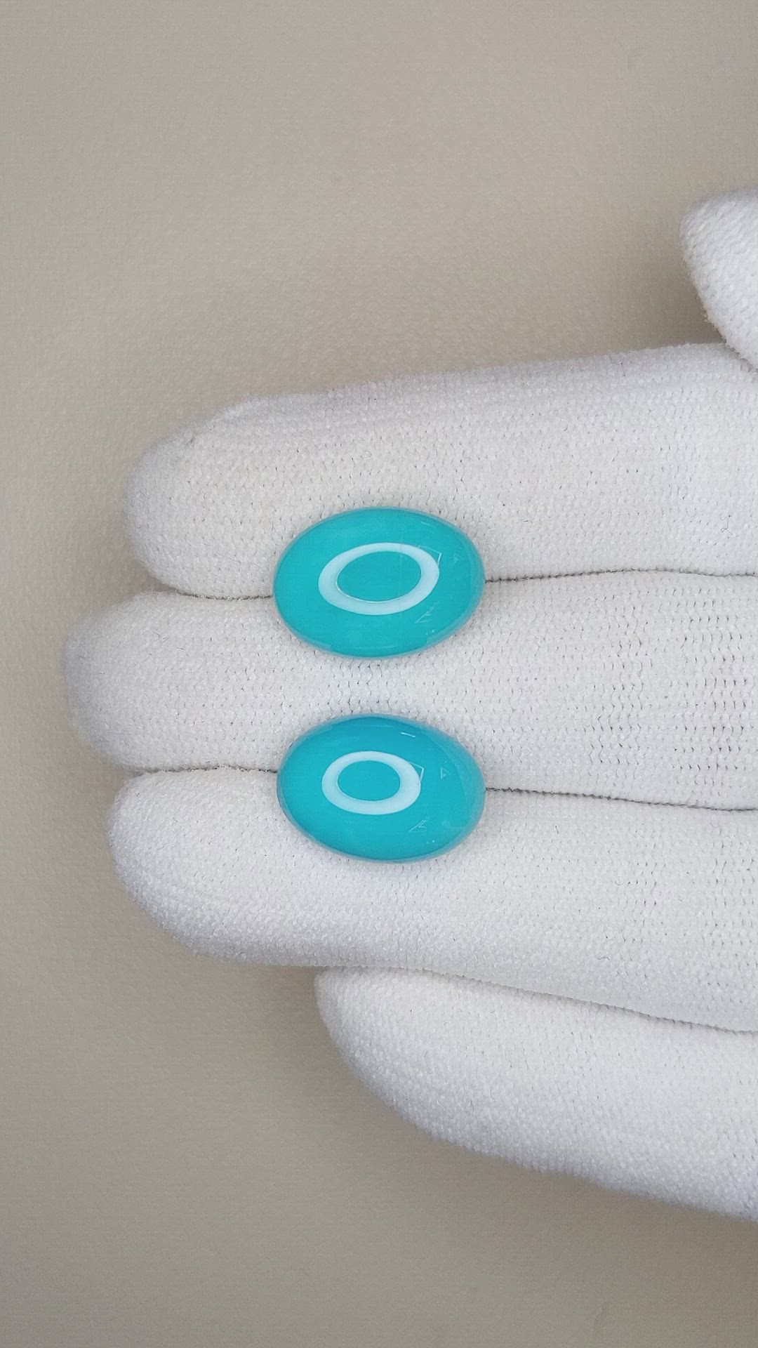 11.00&nbsp;Ct.Tw.Total Carat Weight Cabochon Turquoise Pair from USA Size Video