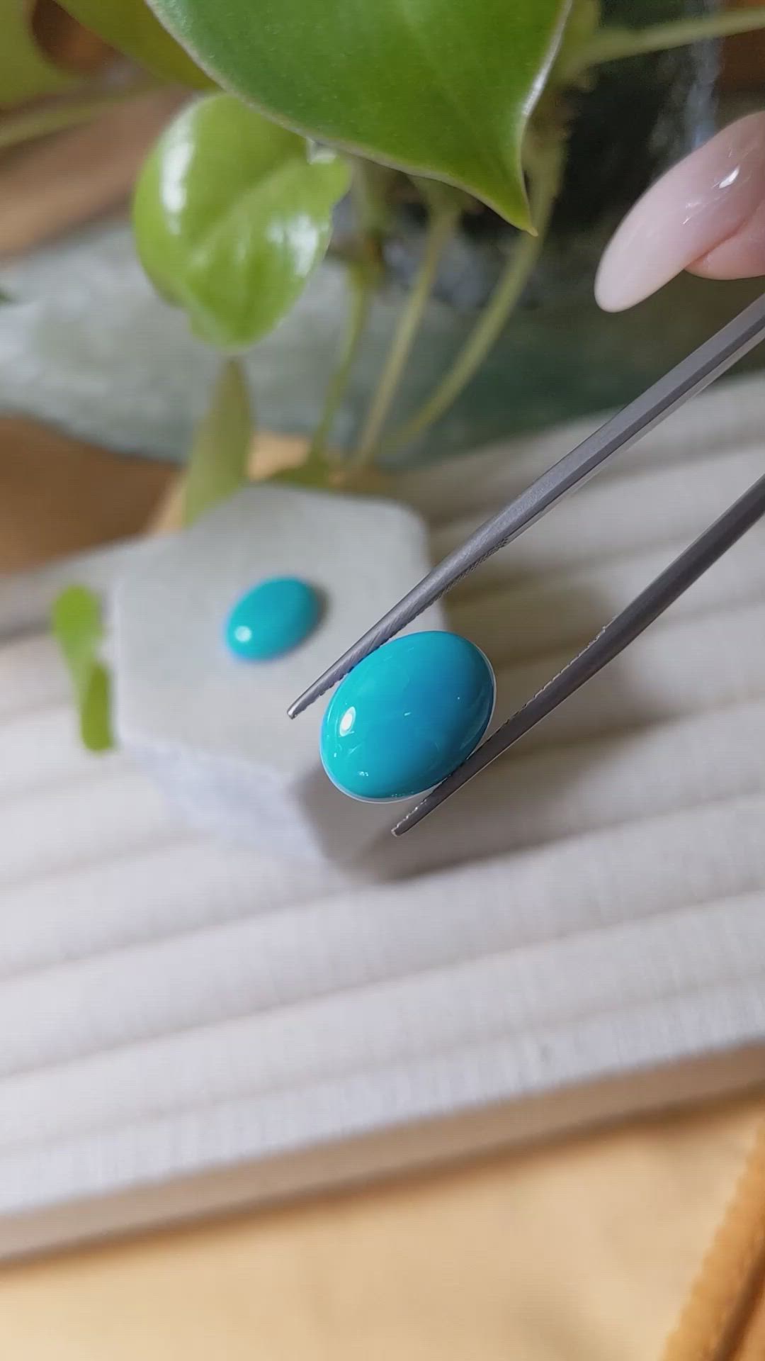 10.90&nbsp;Ct.Tw.Total Carat Weight Cabochon Turquoise Pair from USA Size Video