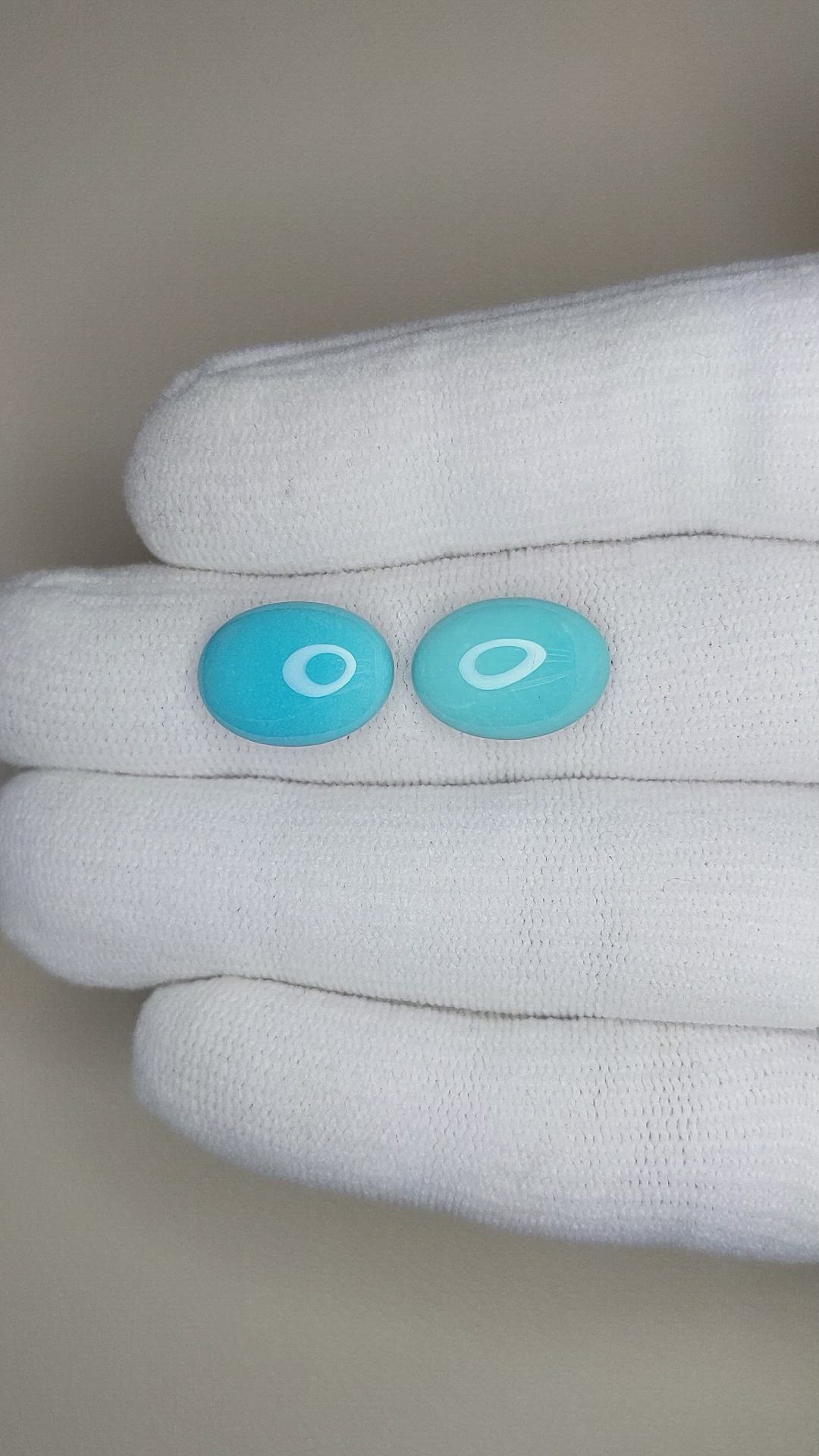 10.50&nbsp;Ct.Tw.Total Carat Weight Cabochon Turquoise Pair from USA Size Video