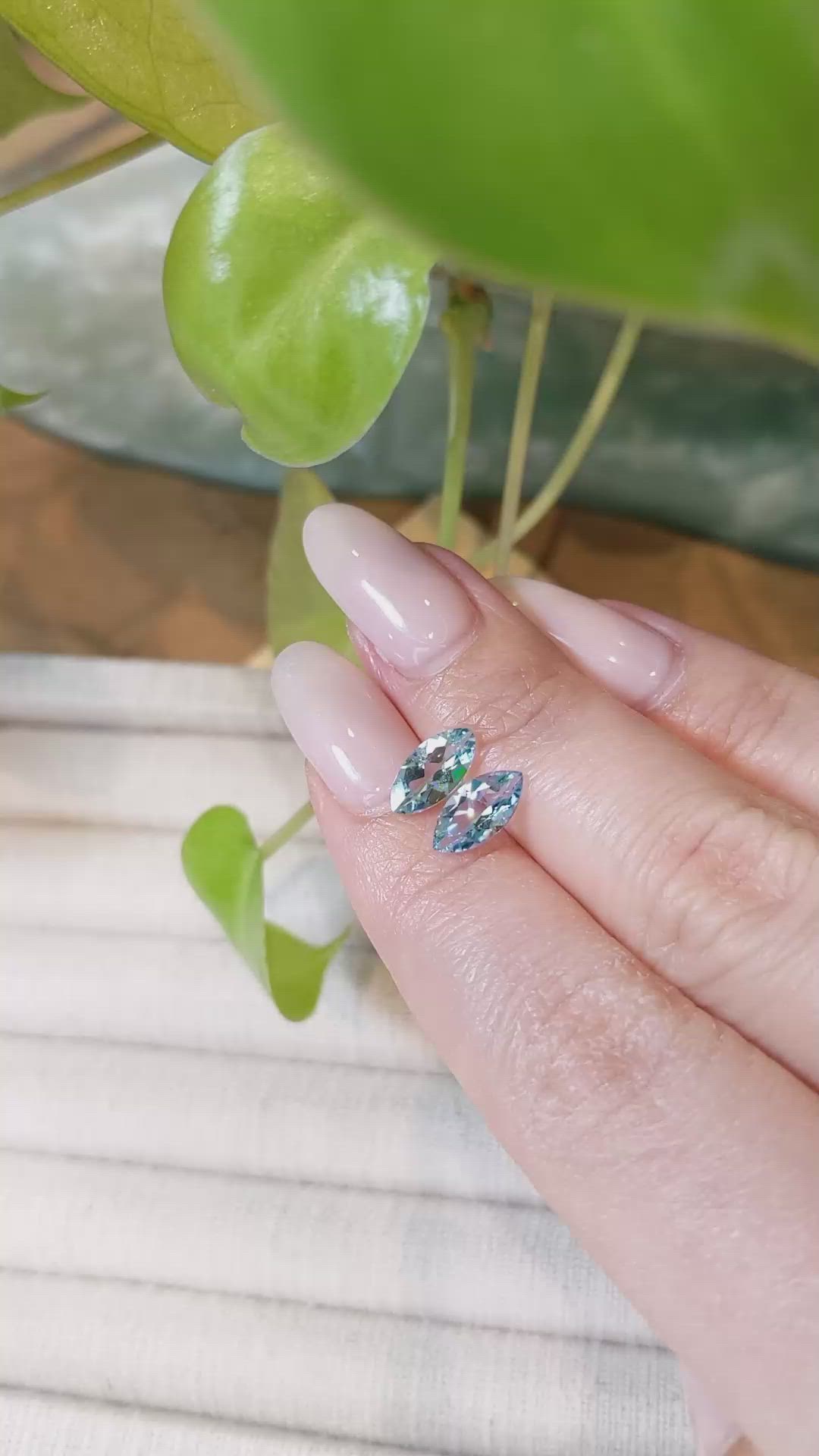 1.71&nbsp;Ct.Tw.Total Carat Weight Aquamarine Pair from Brazil Size Video