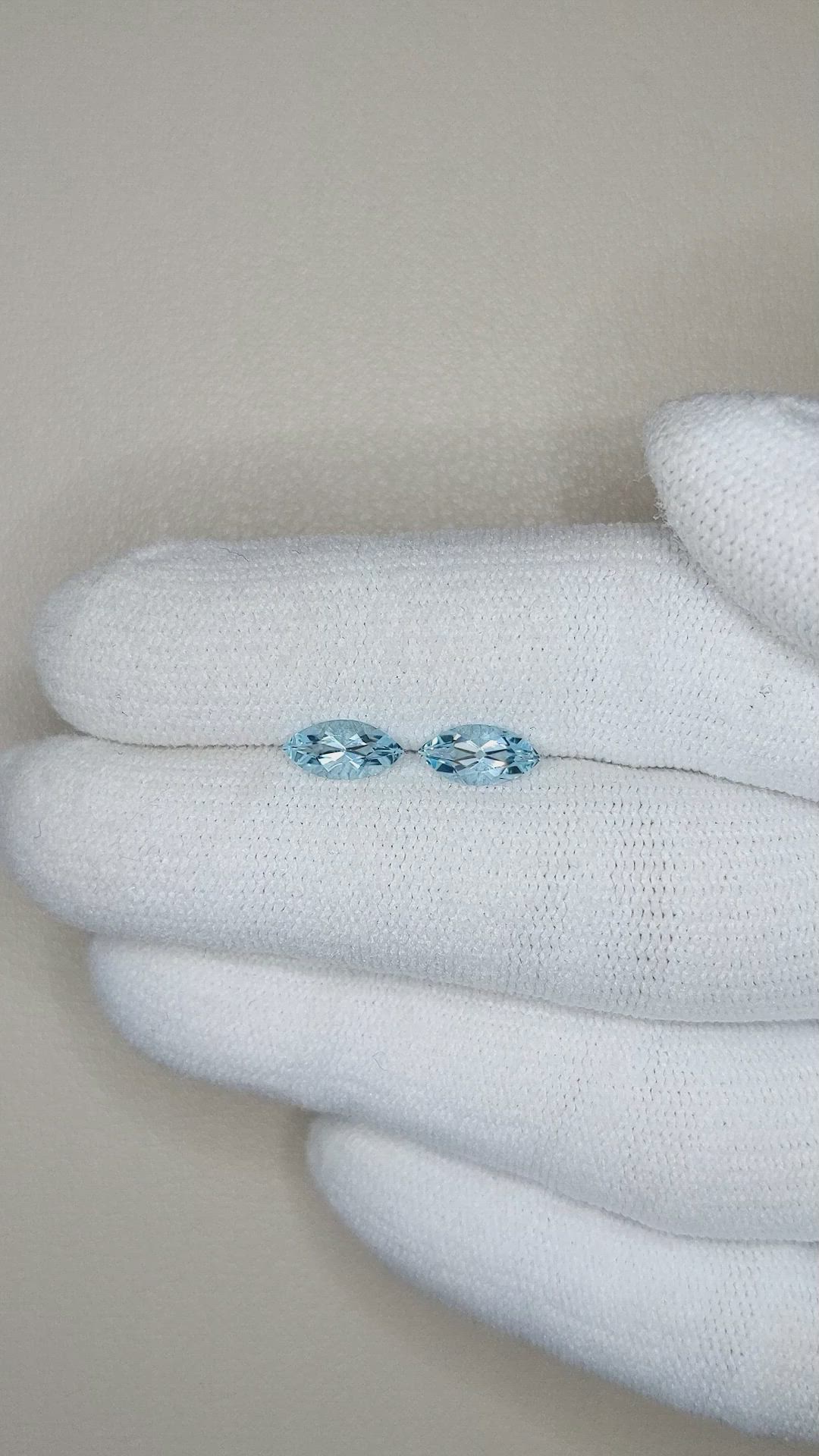 0.88&nbsp;Ct.Tw.Total Carat Weight Aquamarine Pair from Brazil Size Video