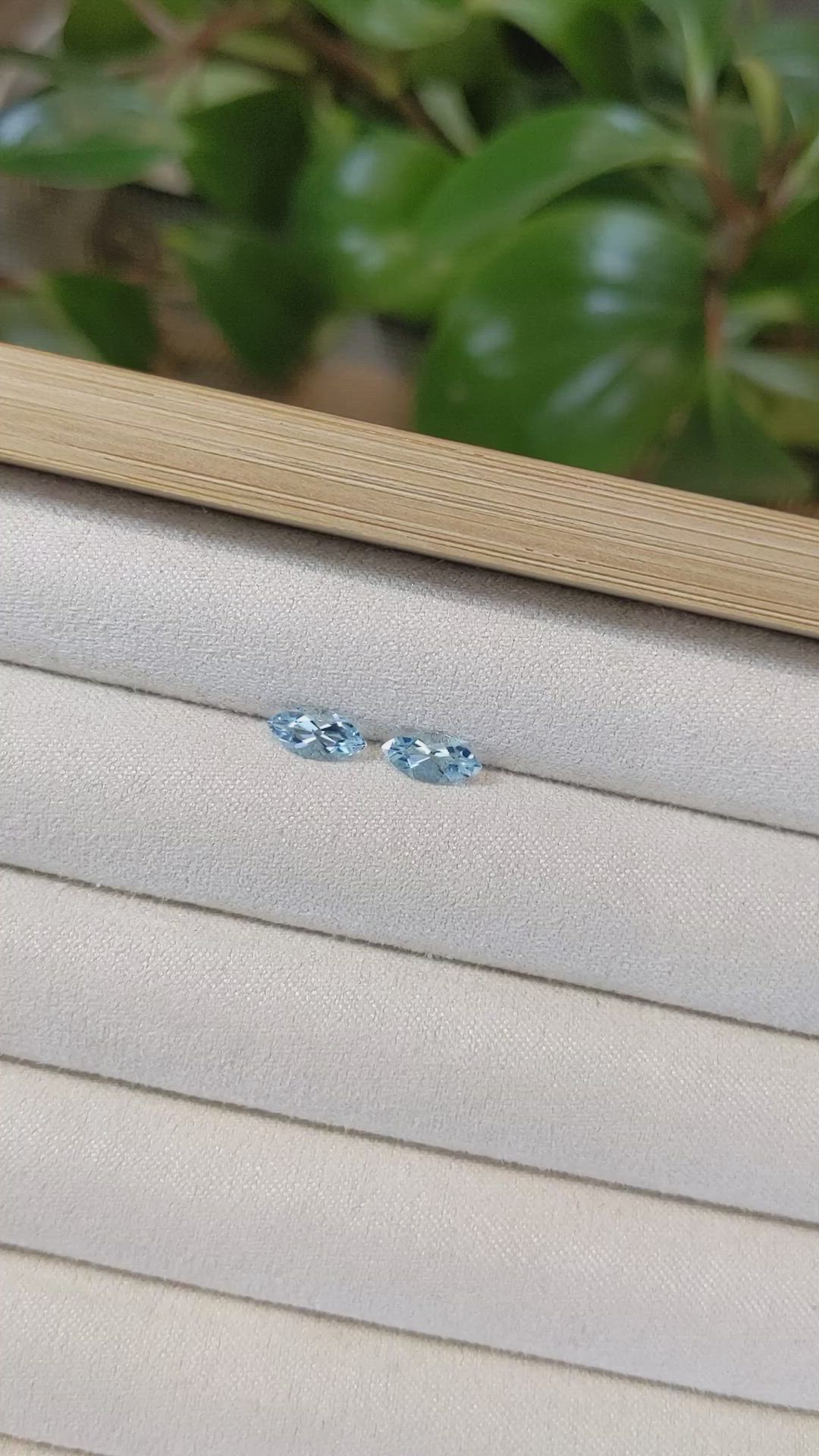 0.88&nbsp;Ct.Tw.Total Carat Weight Aquamarine Pair from Brazil Size Video